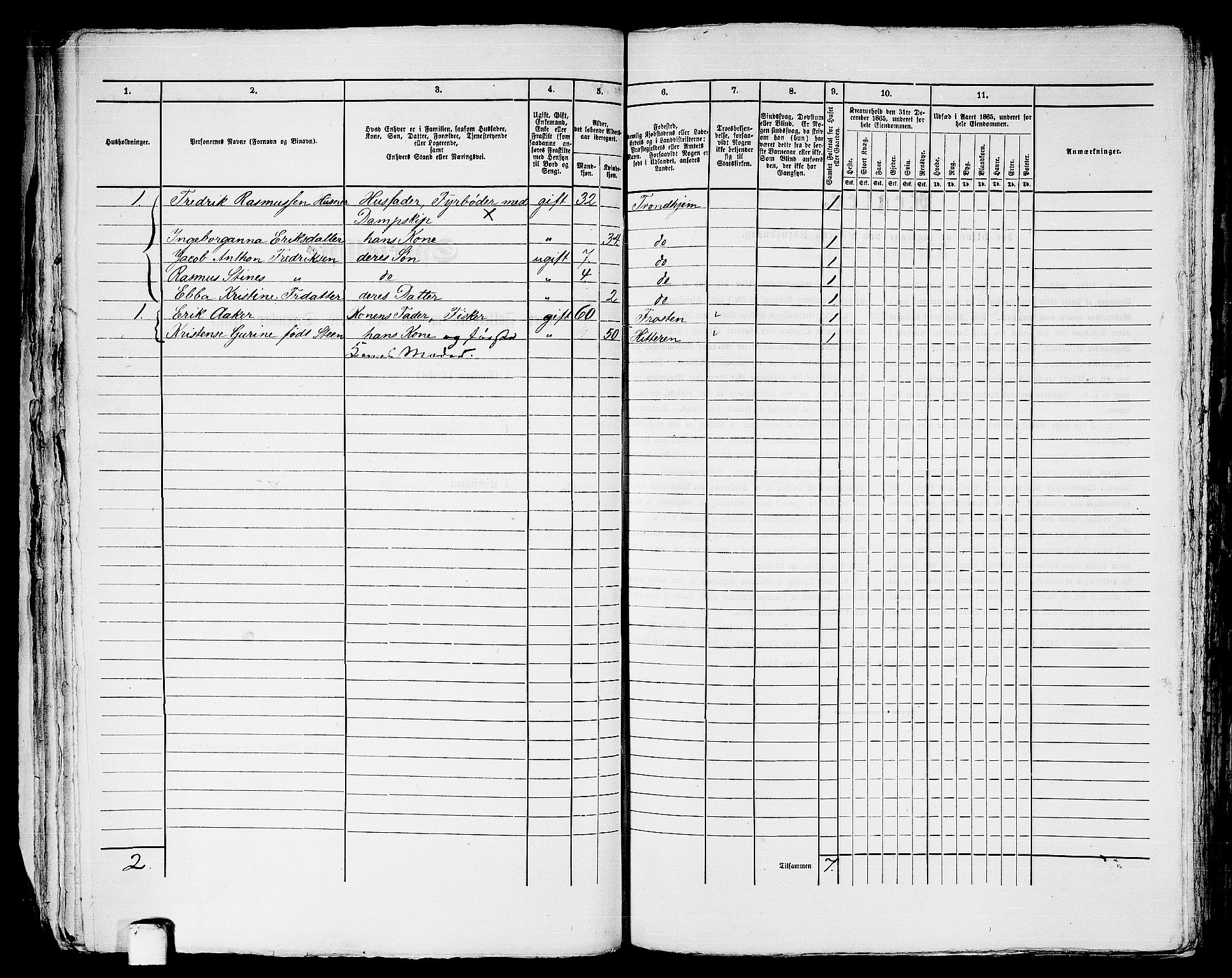 RA, 1865 census for Trondheim, 1865, p. 2722