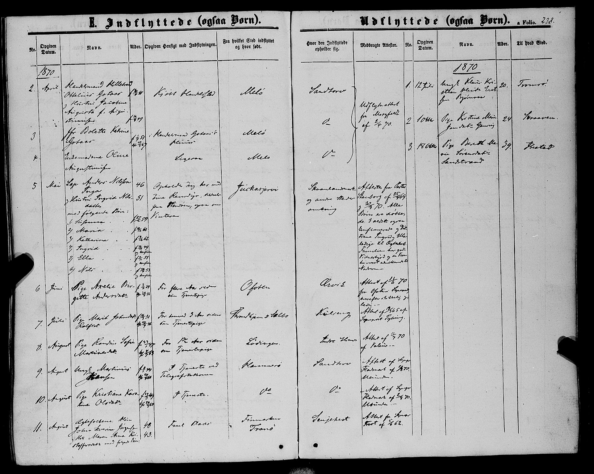 Trondenes sokneprestkontor, AV/SATØ-S-1319/H/Ha/L0012kirke: Parish register (official) no. 12, 1863-1870, p. 238