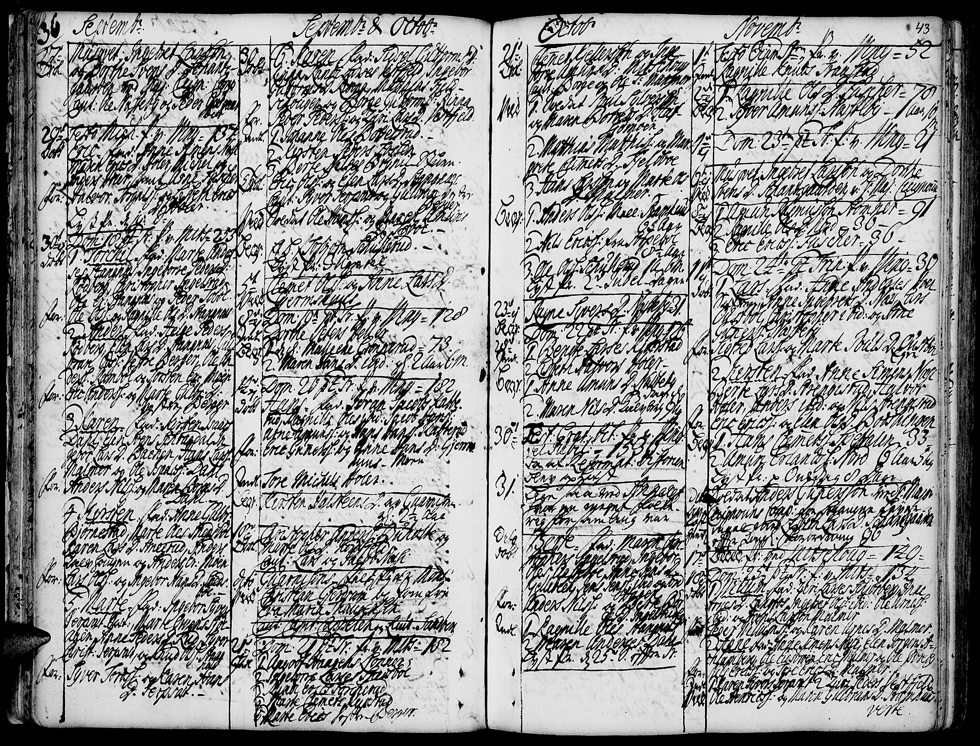 Vinger prestekontor, AV/SAH-PREST-024/H/Ha/Haa/L0002: Parish register (official) no. 2, 1730-1751, p. 43