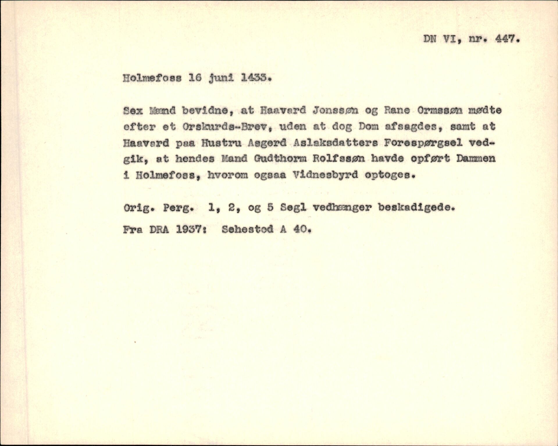 Riksarkivets diplomsamling, AV/RA-EA-5965/F35/F35f/L0001: Regestsedler: Diplomer fra DRA 1937 og 1996, p. 305