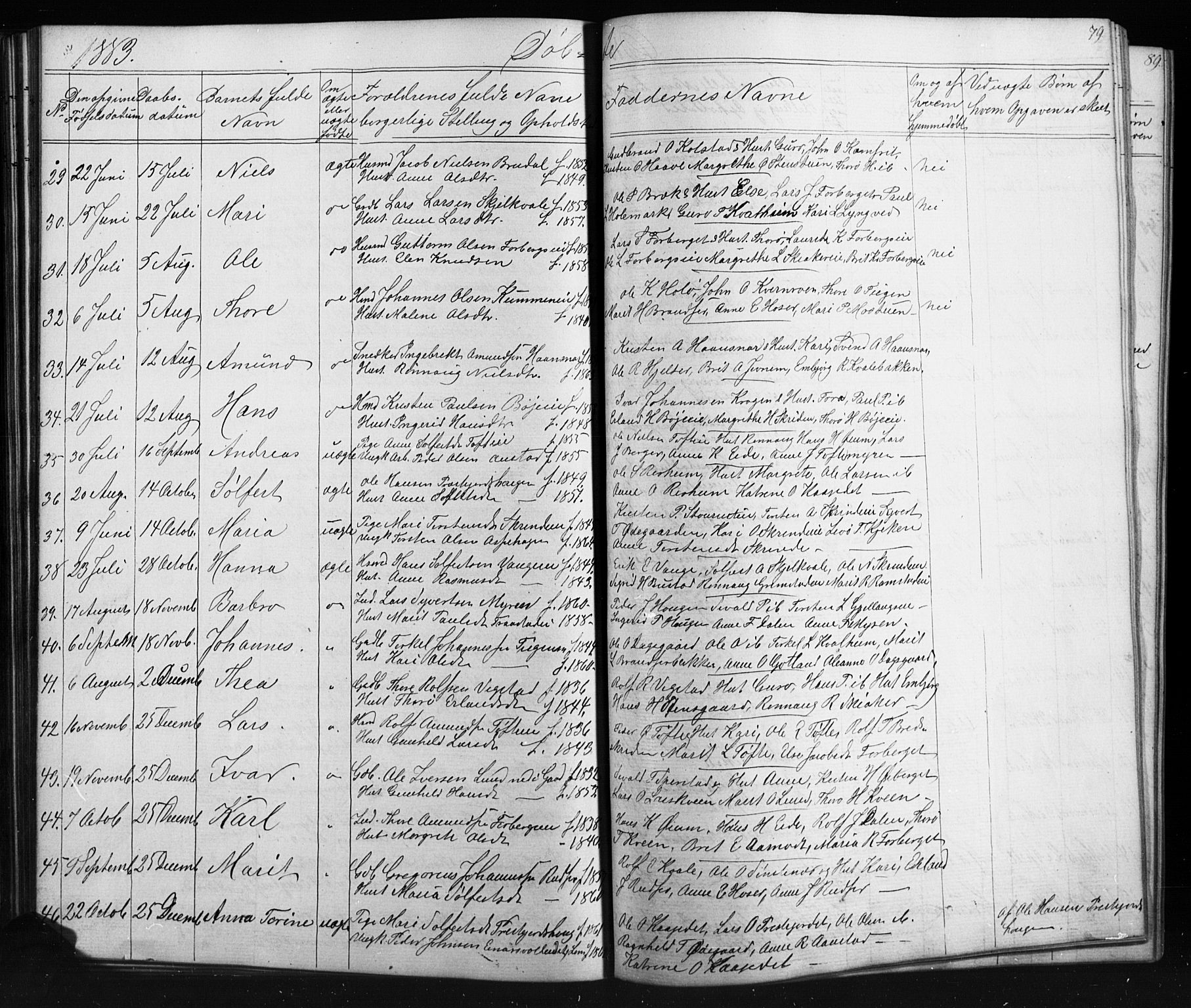 Skjåk prestekontor, SAH/PREST-072/H/Ha/Hab/L0001: Parish register (copy) no. 1, 1865-1893, p. 79