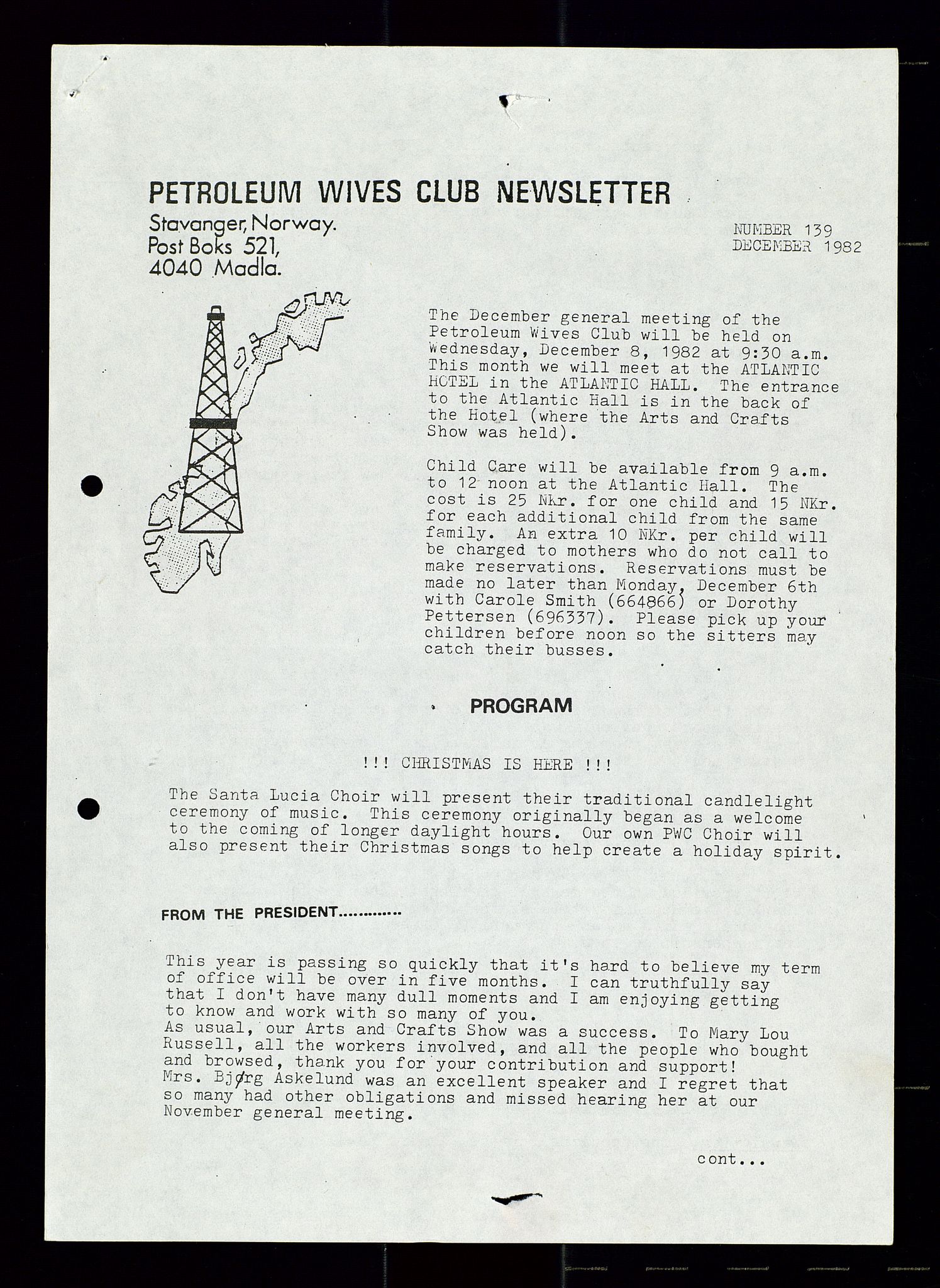 PA 1547 - Petroleum Wives Club, SAST/A-101974/X/Xa/L0002: Newsletter, 1979-1987