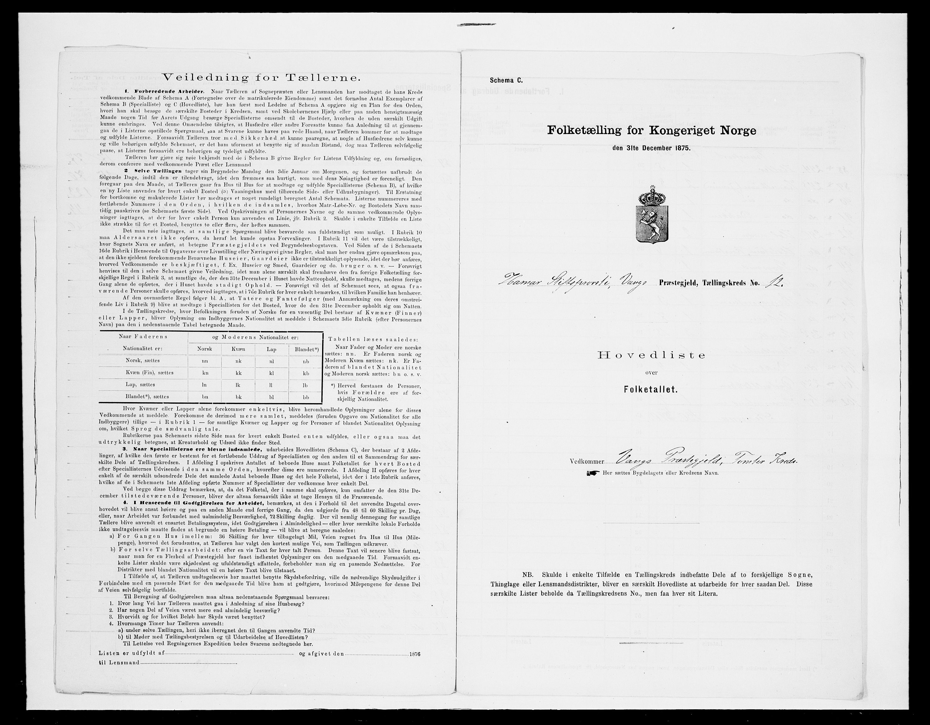 SAH, 1875 census for 0414L Vang/Vang og Furnes, 1875, p. 86