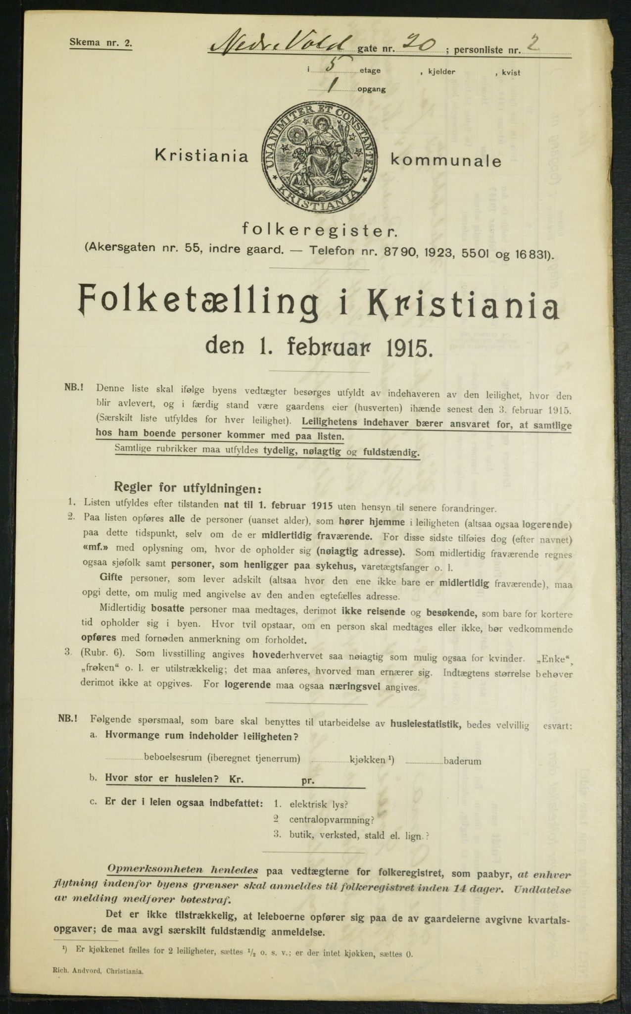 OBA, Municipal Census 1915 for Kristiania, 1915, p. 69048