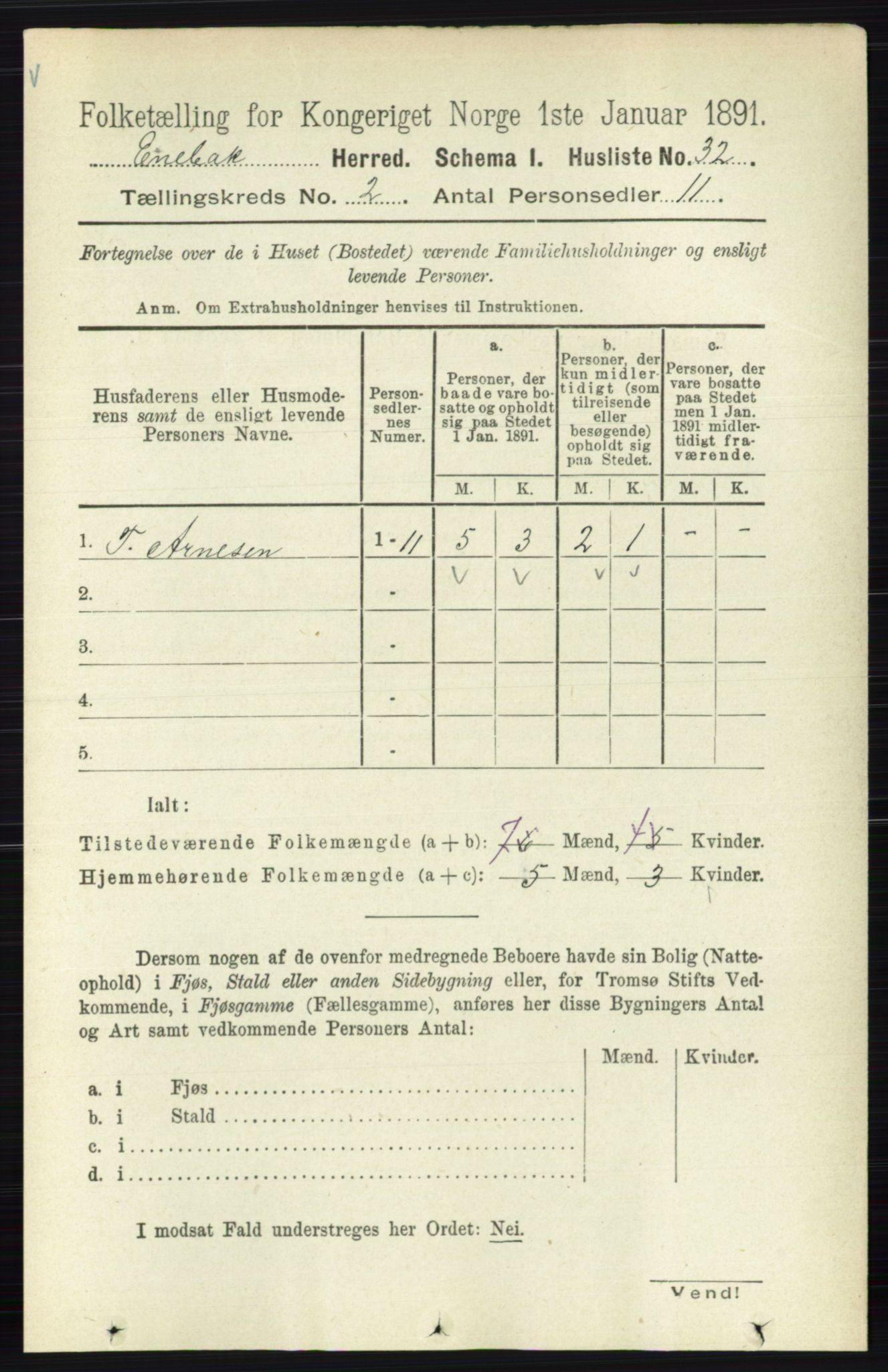 RA, 1891 census for 0229 Enebakk, 1891, p. 737