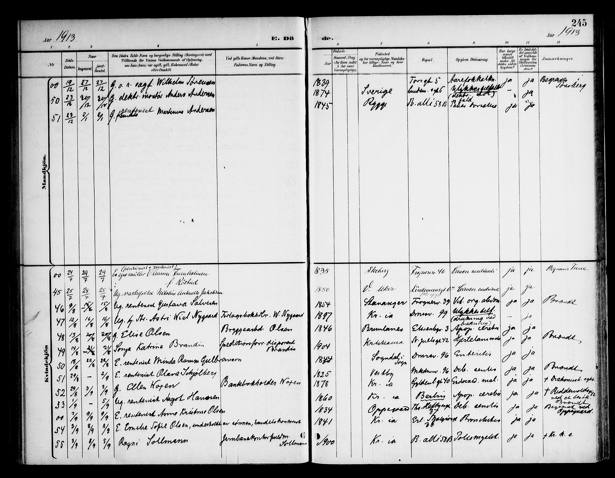 Frogner prestekontor Kirkebøker, SAO/A-10886/F/Fa/L0004: Parish register (official) no. 4, 1898-1921, p. 245