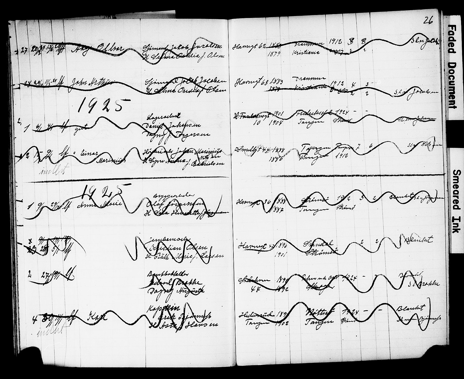 Strømsø kirkebøker, AV/SAKO-A-246/Y/Yb/L0003: Parish register draft no. II 3, 1921-1925, p. 26