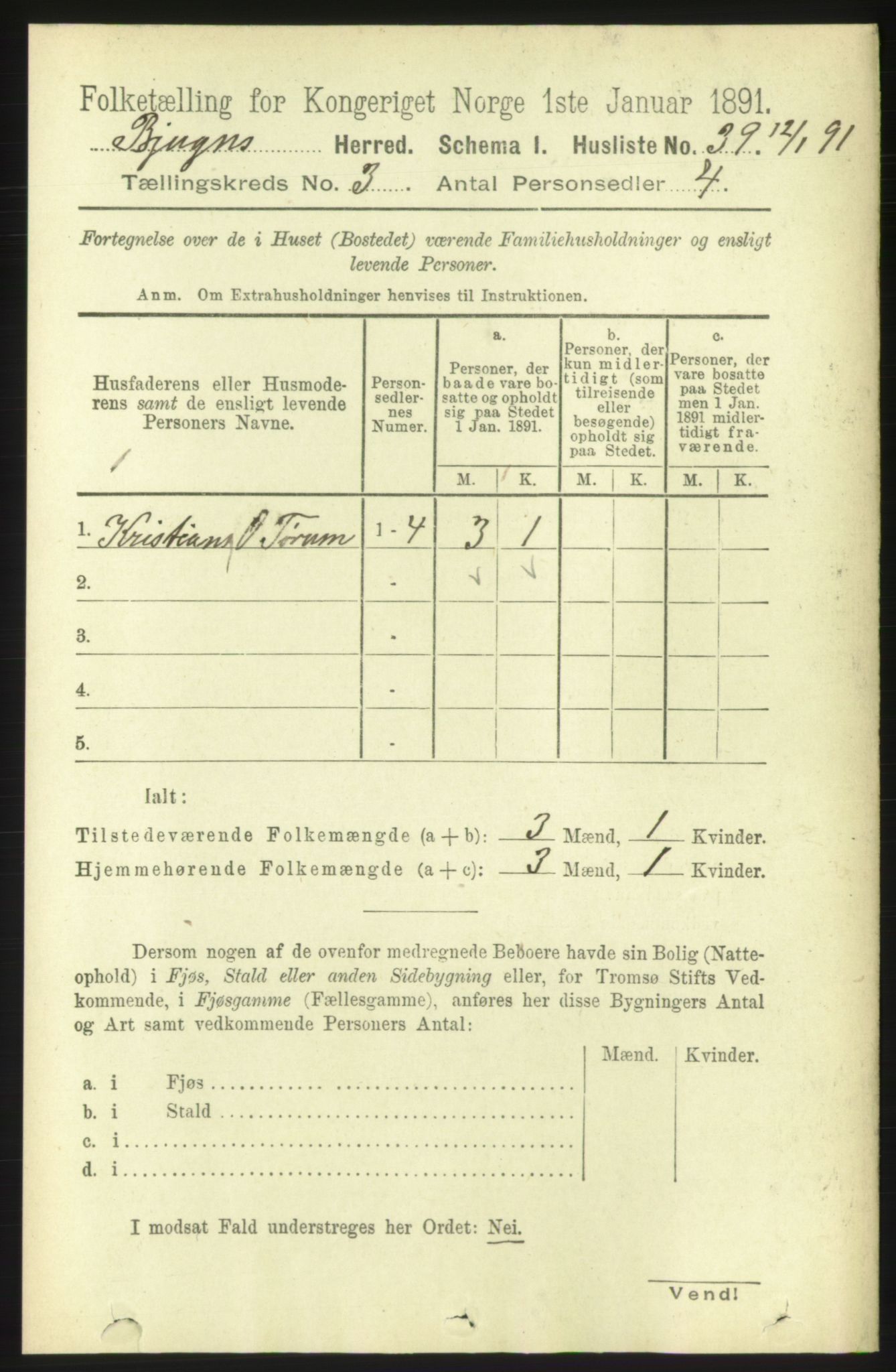 RA, 1891 census for 1627 Bjugn, 1891, p. 627