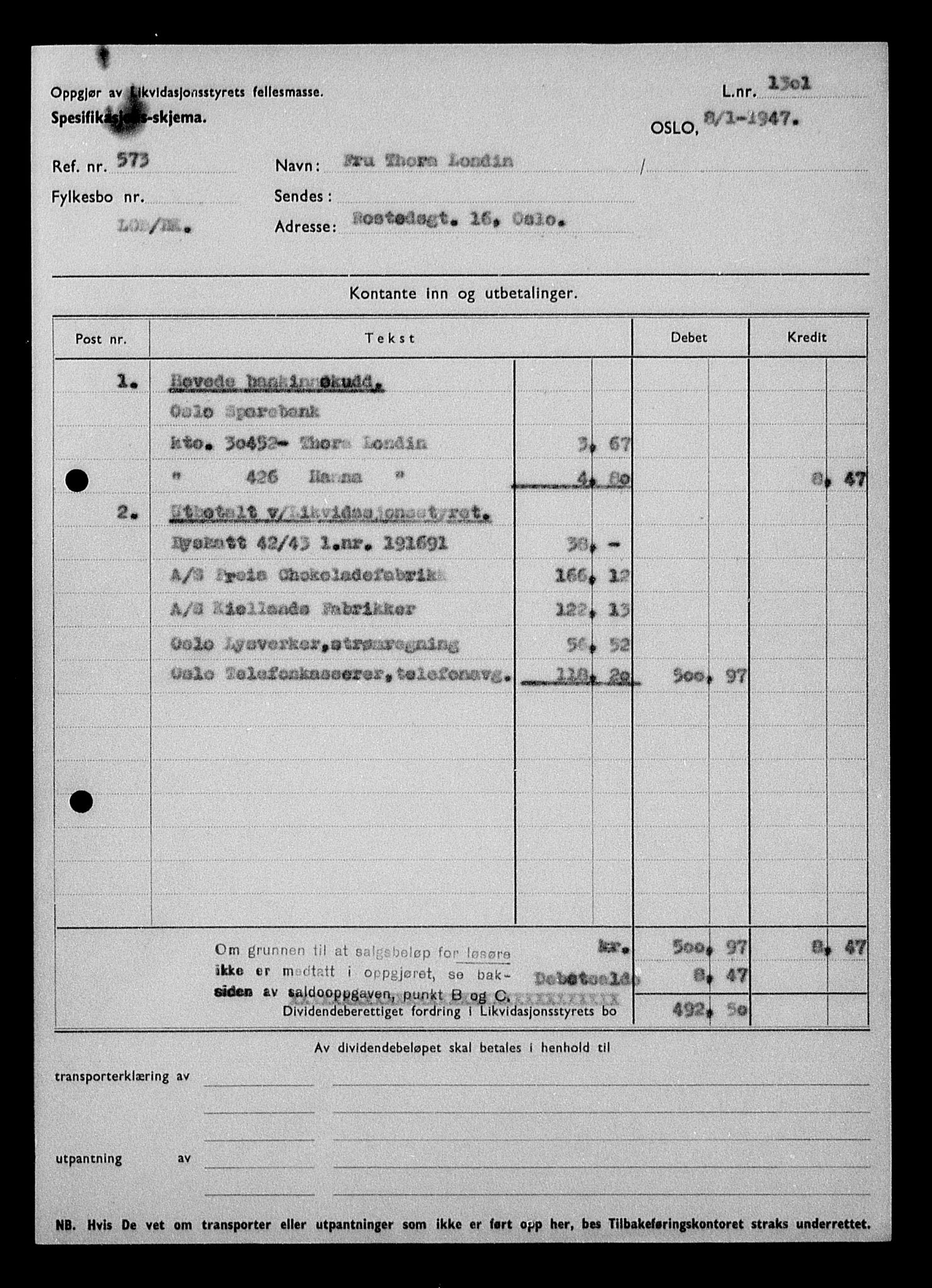 Justisdepartementet, Tilbakeføringskontoret for inndratte formuer, RA/S-1564/H/Hc/Hcc/L0960: --, 1945-1947, p. 207