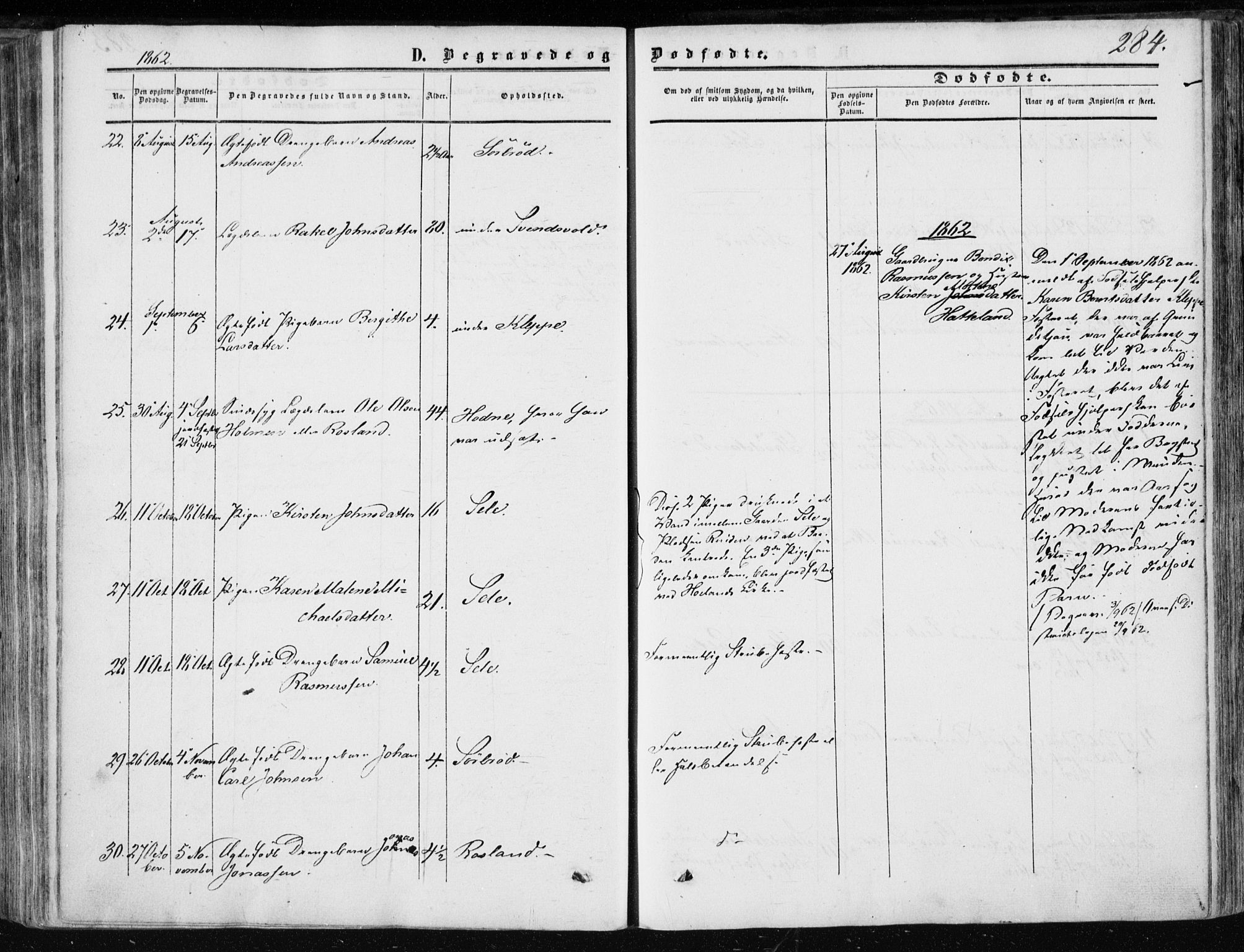 Klepp sokneprestkontor, AV/SAST-A-101803/001/3/30BA/L0005: Parish register (official) no. A 5, 1853-1870, p. 284