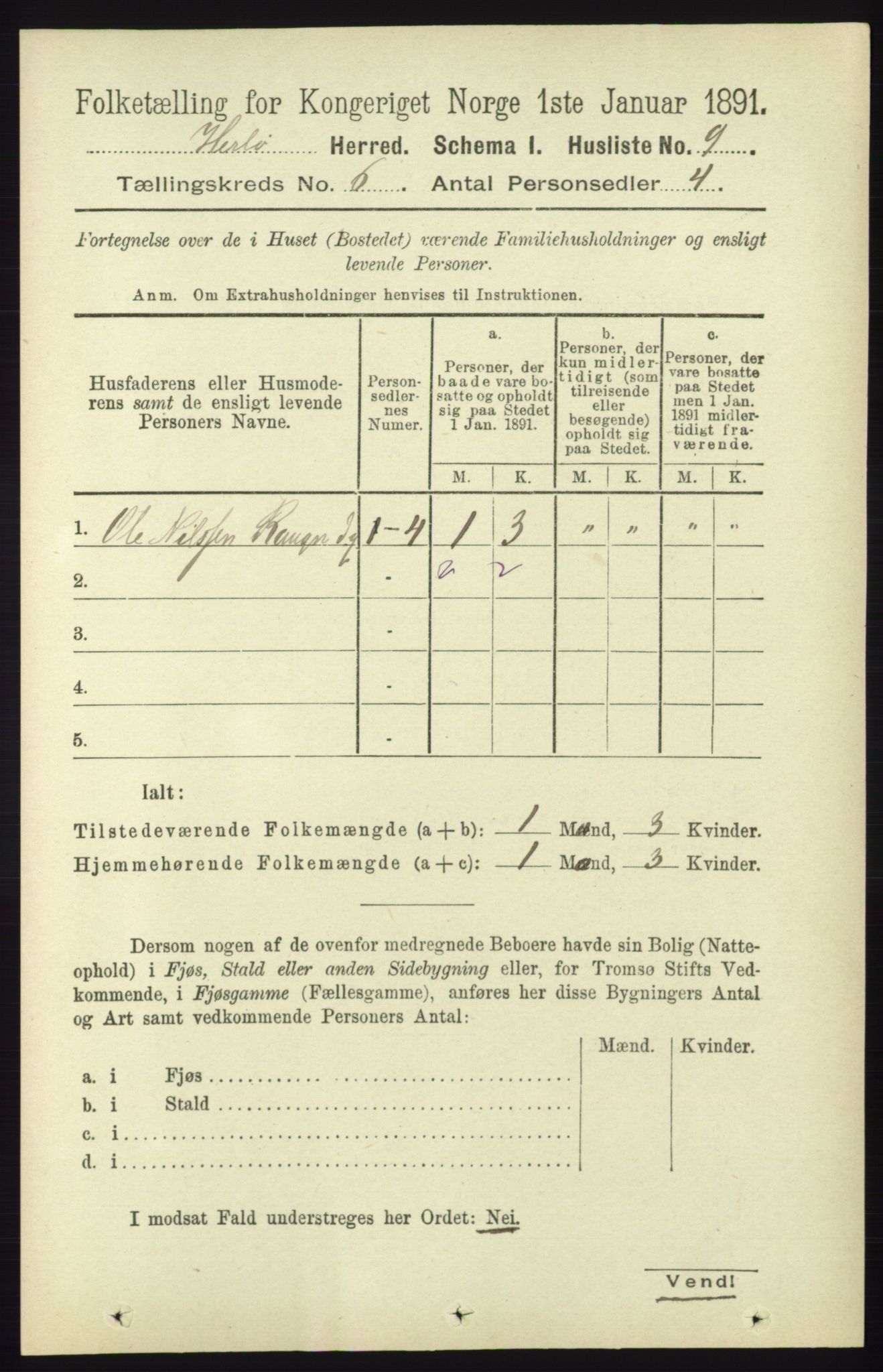 RA, 1891 census for 1258 Herdla, 1891, p. 2560