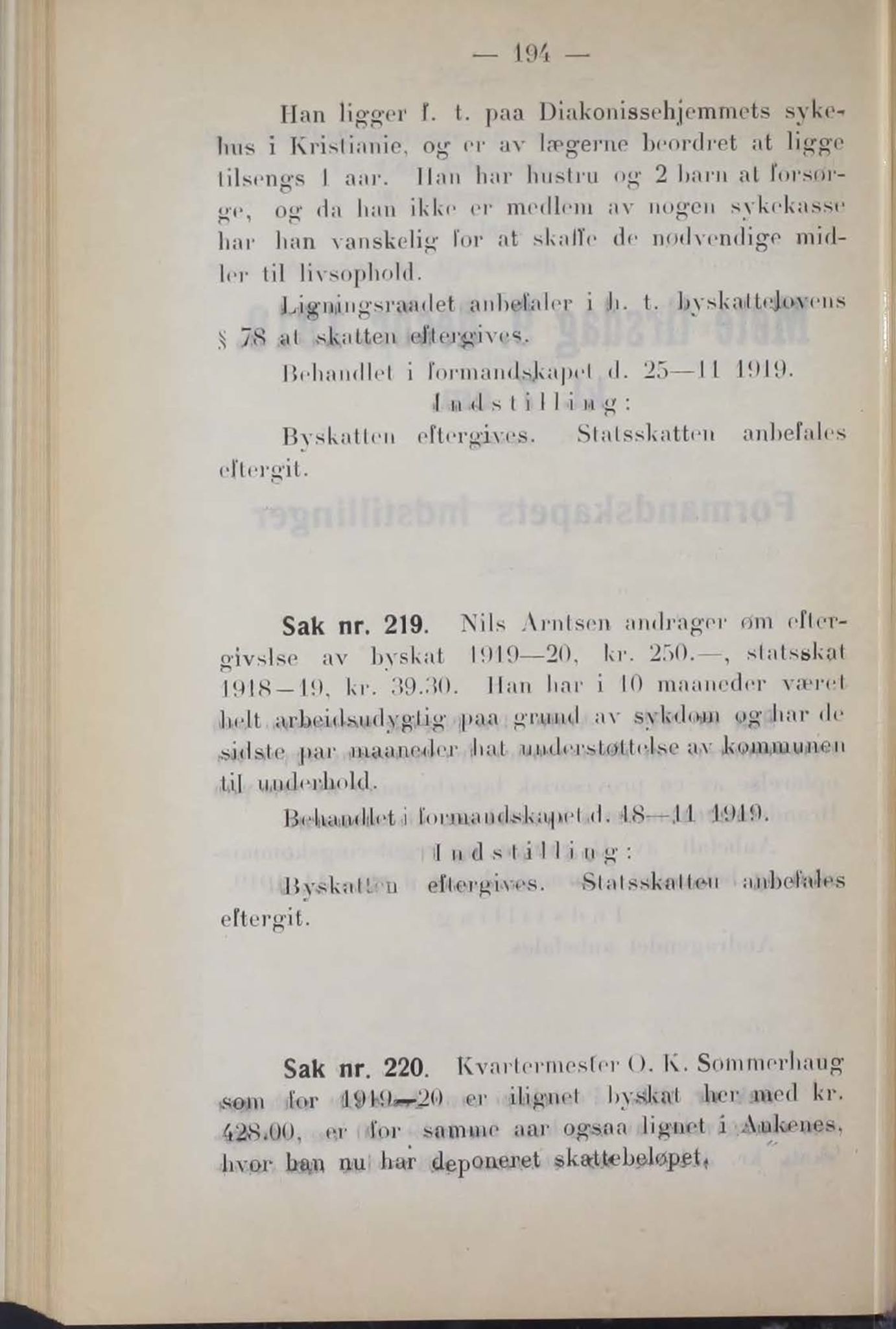 Narvik kommune. Formannskap , AIN/K-18050.150/A/Ab/L0009: Møtebok, 1919