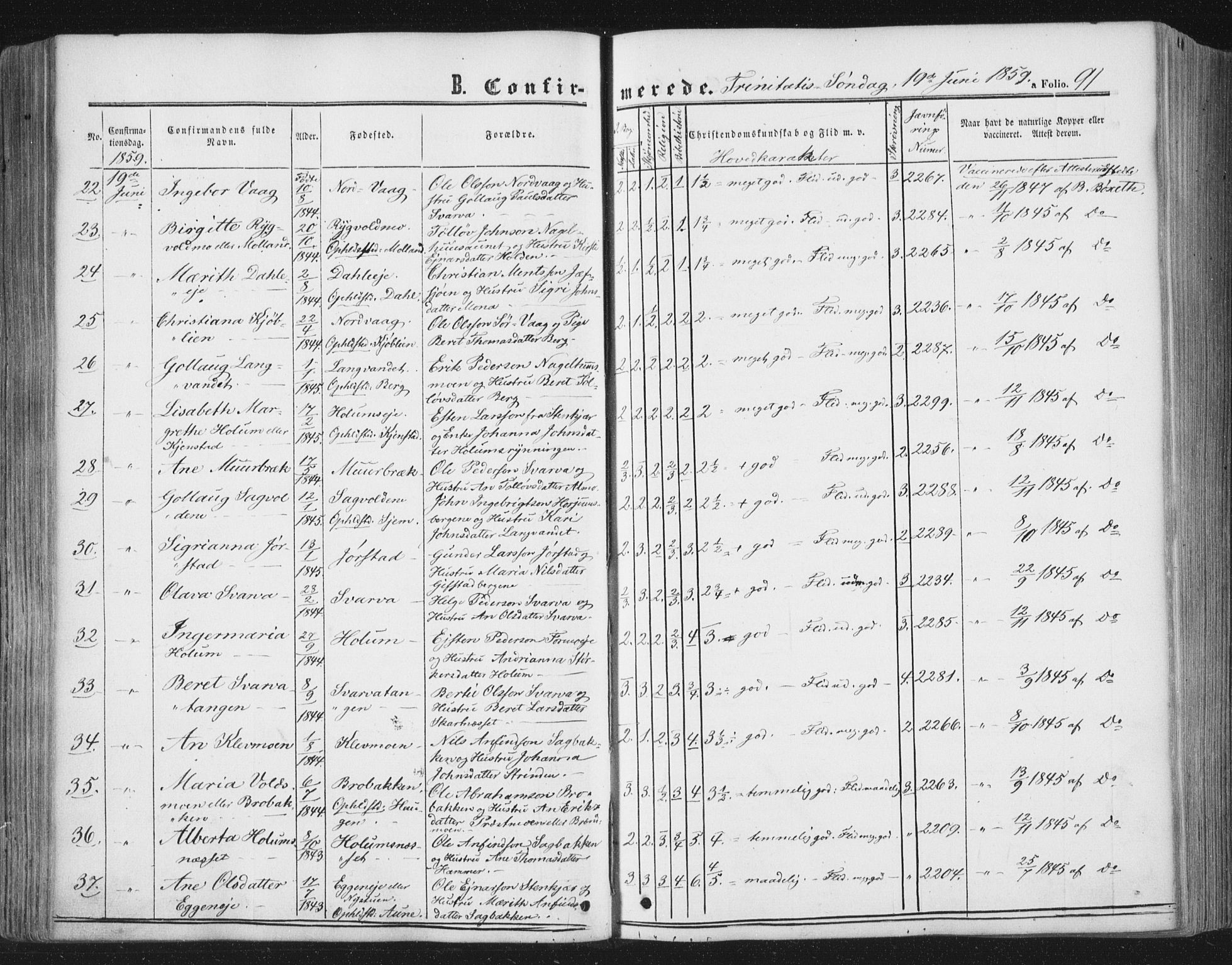 Ministerialprotokoller, klokkerbøker og fødselsregistre - Nord-Trøndelag, SAT/A-1458/749/L0472: Parish register (official) no. 749A06, 1857-1873, p. 91