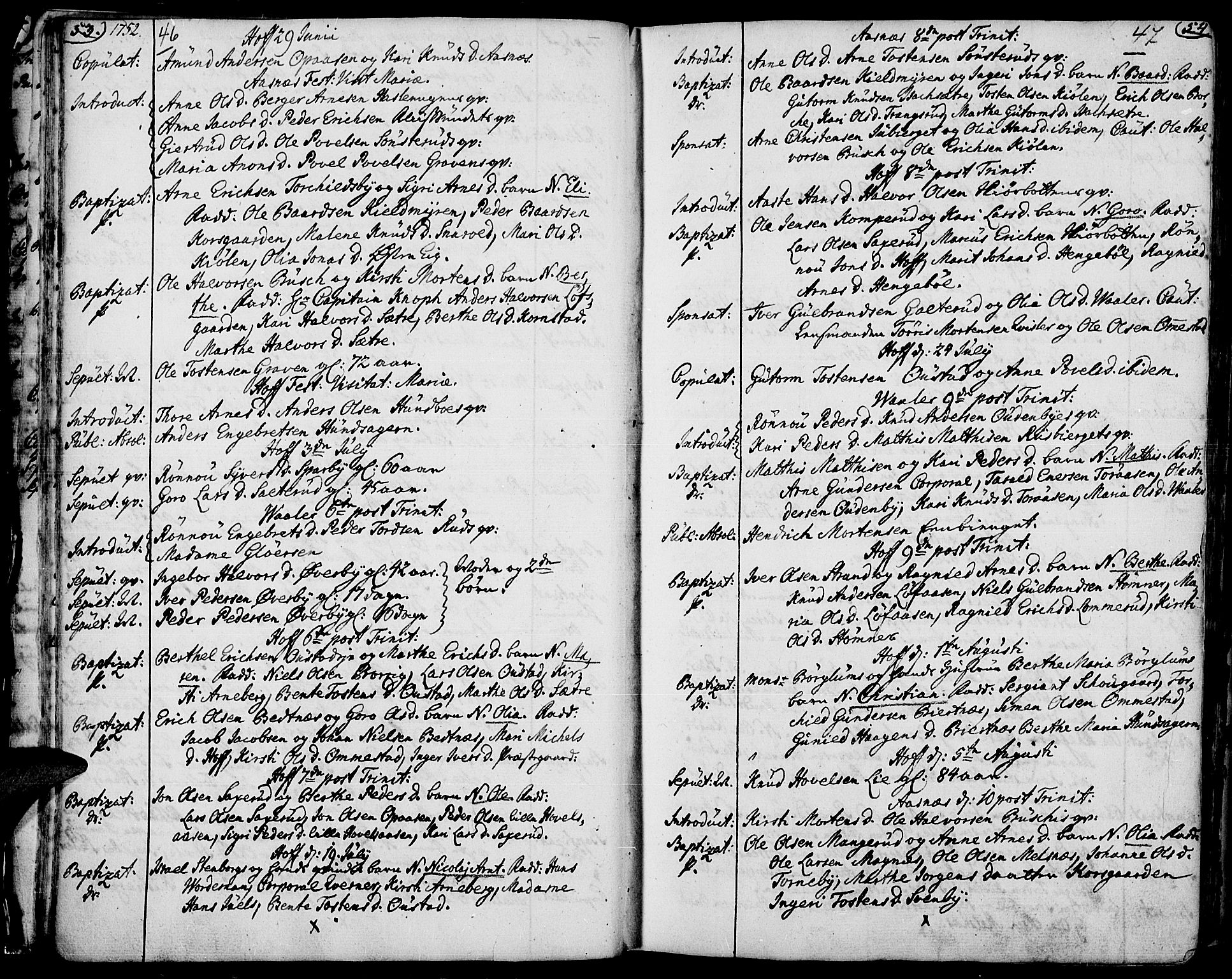 Hof prestekontor, AV/SAH-PREST-038/H/Ha/Haa/L0003: Parish register (official) no. 3, 1750-1789, p. 46-47