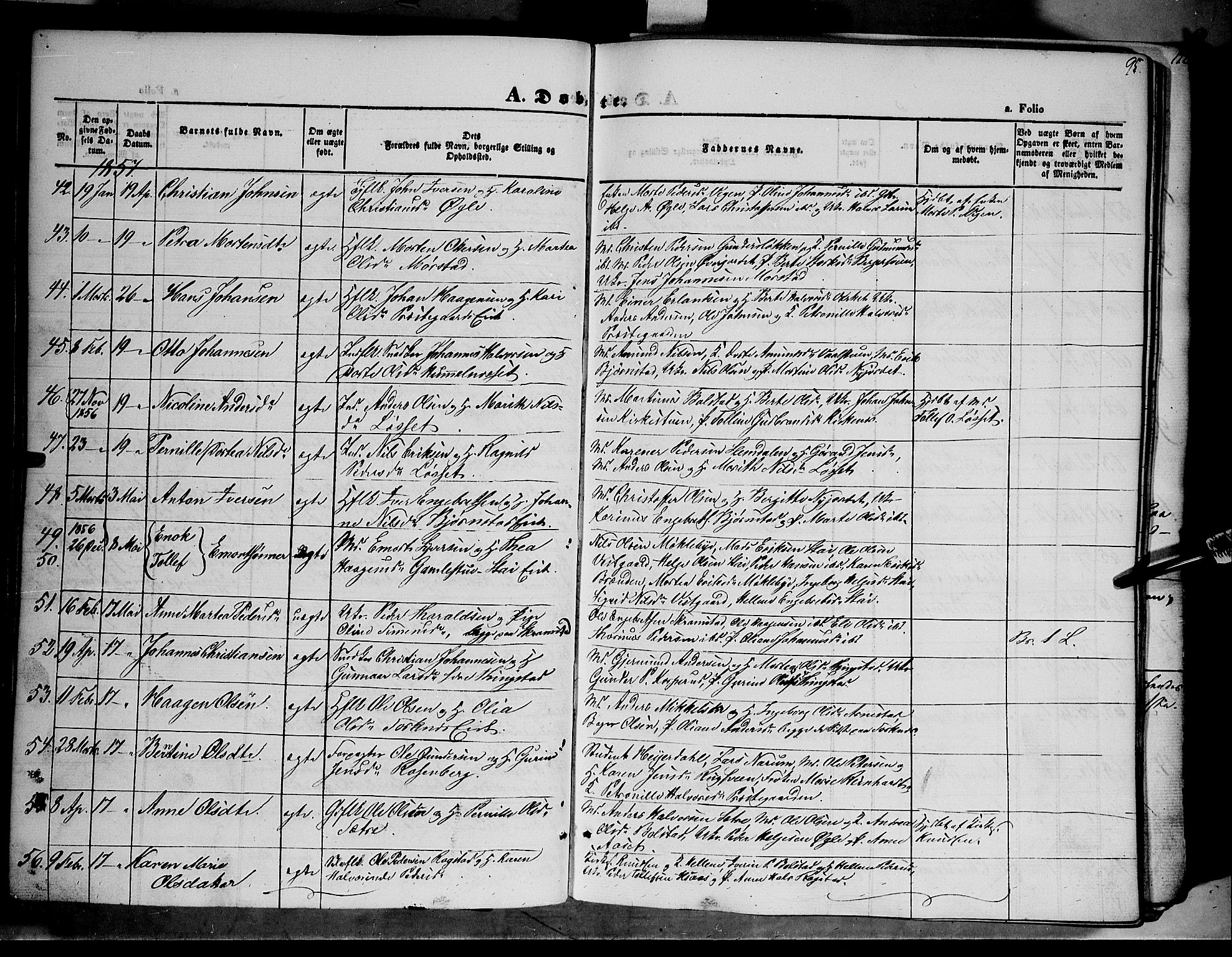 Åmot prestekontor, Hedmark, AV/SAH-PREST-056/H/Ha/Haa/L0006: Parish register (official) no. 6, 1842-1861, p. 95