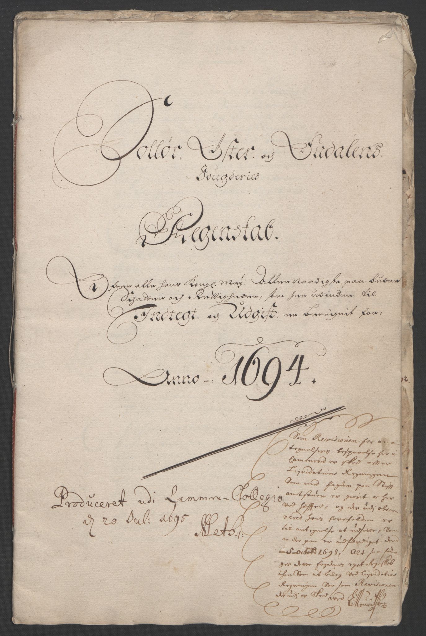 Rentekammeret inntil 1814, Reviderte regnskaper, Fogderegnskap, AV/RA-EA-4092/R13/L0832: Fogderegnskap Solør, Odal og Østerdal, 1694, p. 4