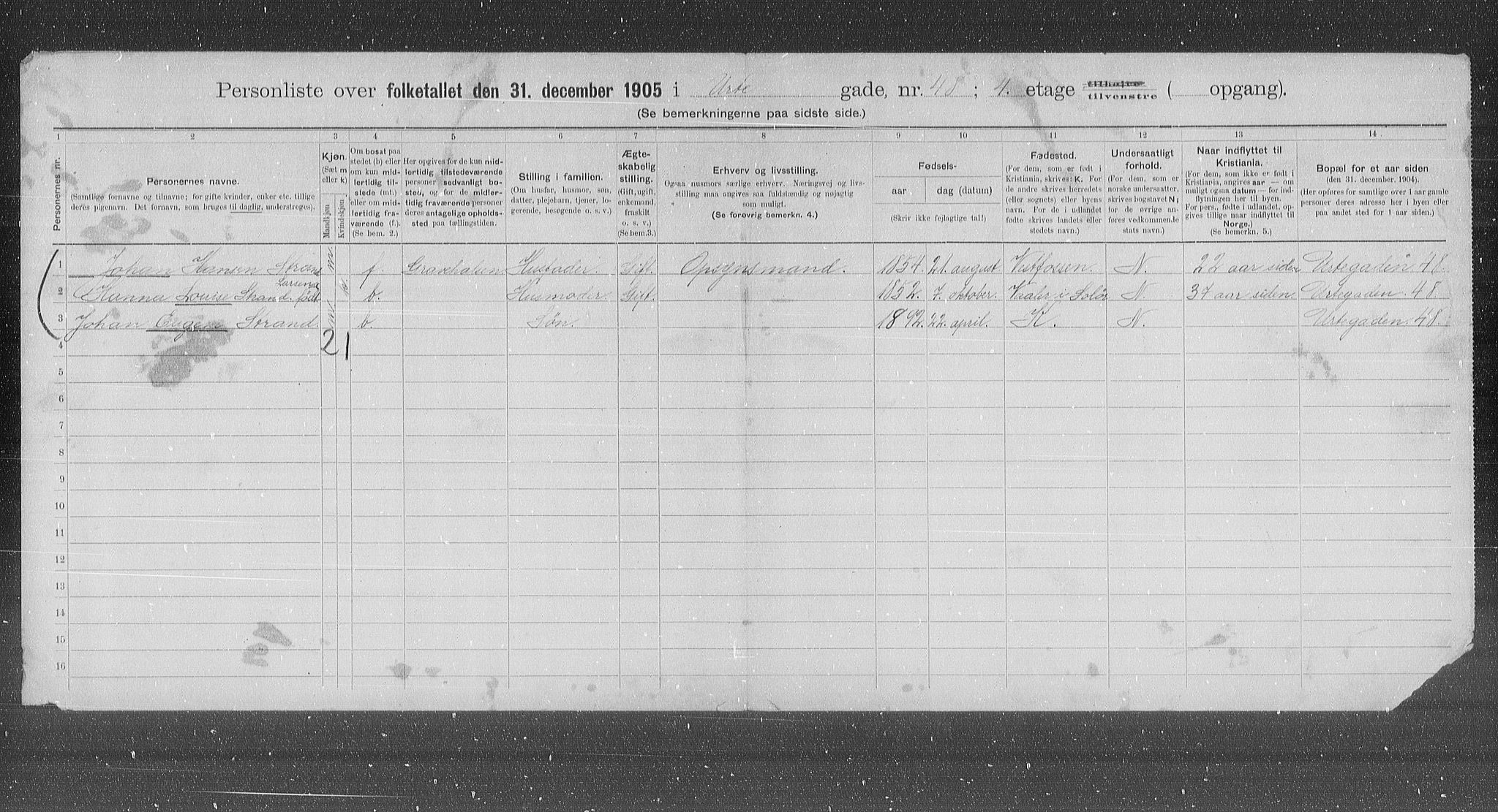 OBA, Municipal Census 1905 for Kristiania, 1905, p. 63778