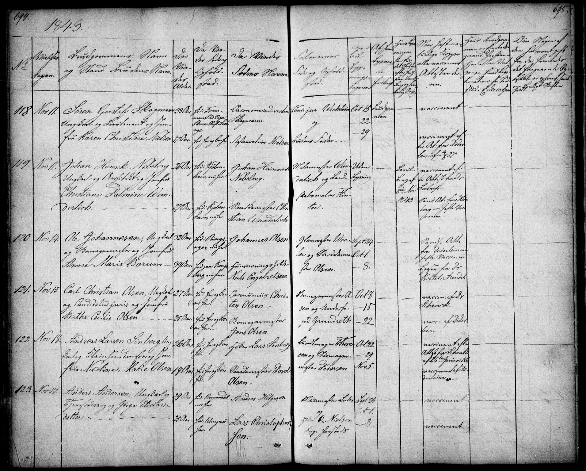 Oslo domkirke Kirkebøker, AV/SAO-A-10752/F/Fa/L0019: Parish register (official) no. 19, 1828-1847, p. 694-695