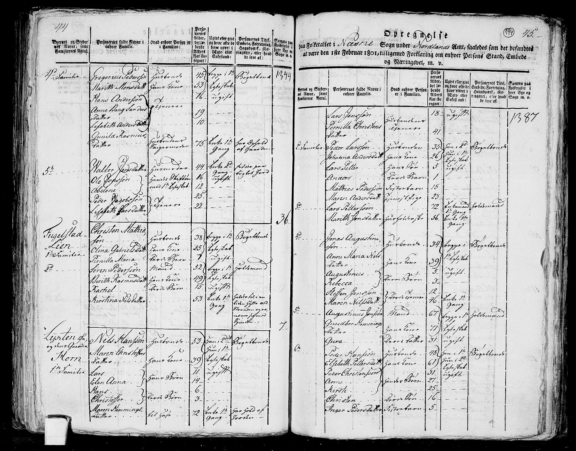 RA, 1801 census for 1828P Nesna, 1801, p. 193b-194a