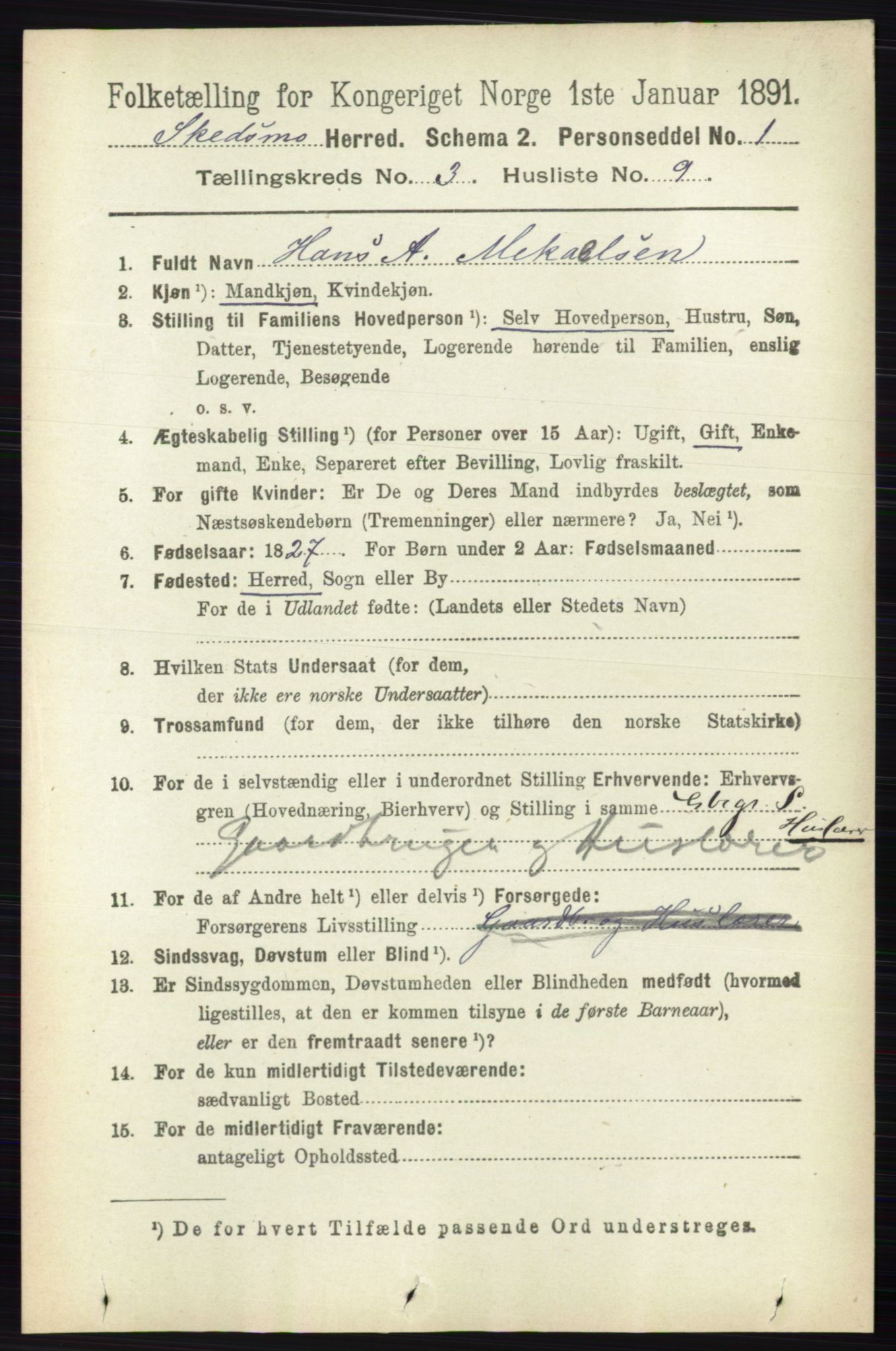 RA, 1891 census for 0231 Skedsmo, 1891, p. 1350