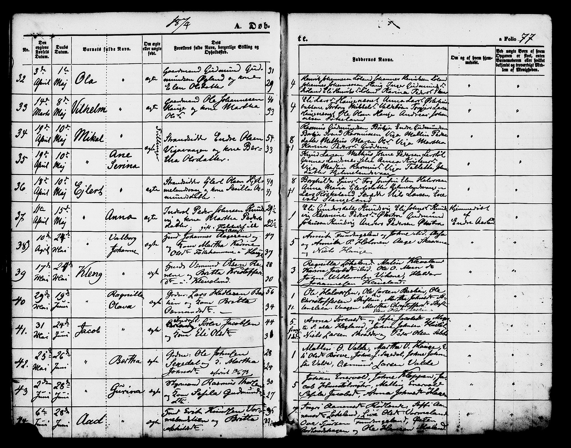 Hjelmeland sokneprestkontor, AV/SAST-A-101843/01/IV/L0011: Parish register (official) no. A 11, 1861-1878, p. 77