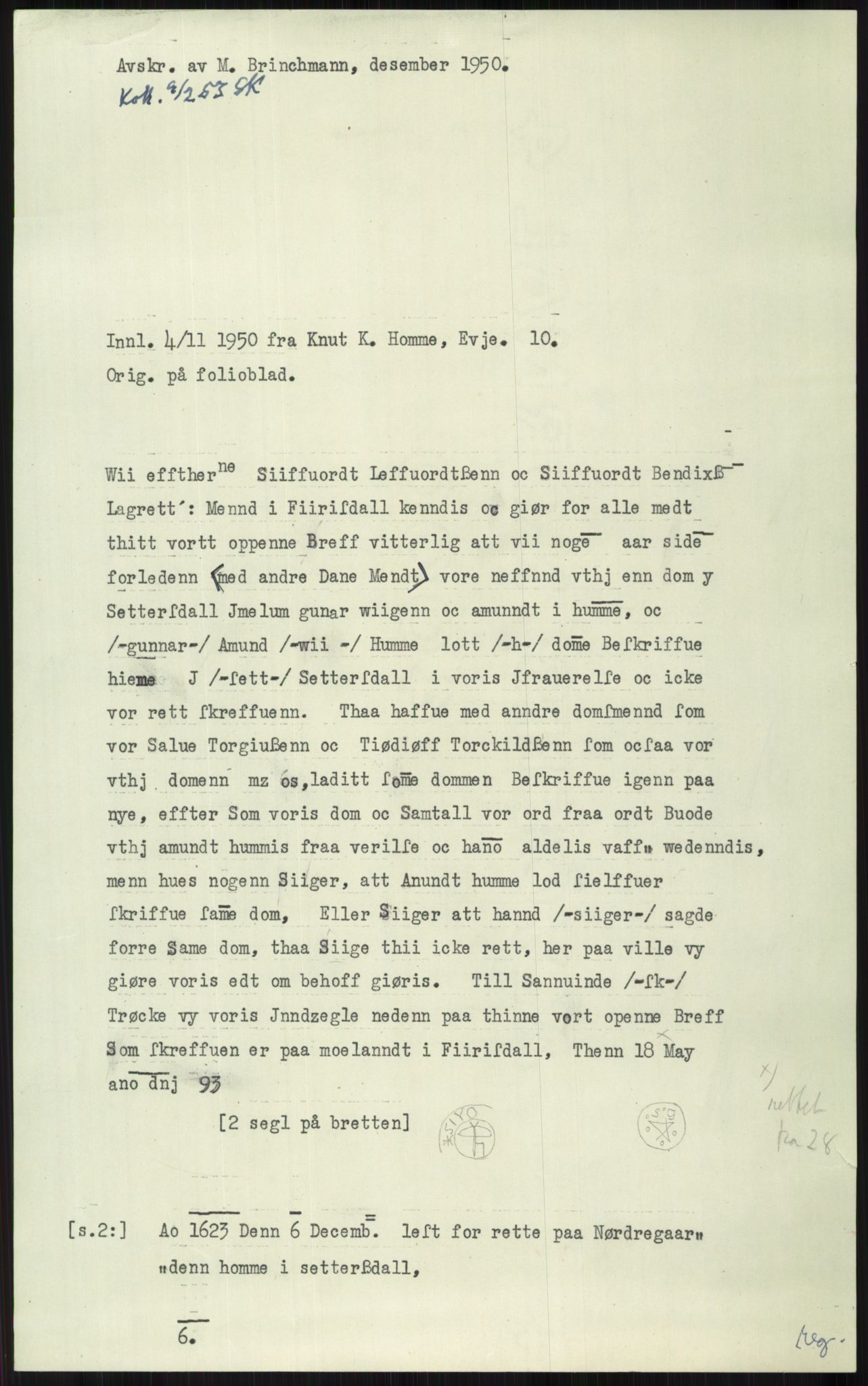 Samlinger til kildeutgivelse, Diplomavskriftsamlingen, AV/RA-EA-4053/H/Ha, p. 2823