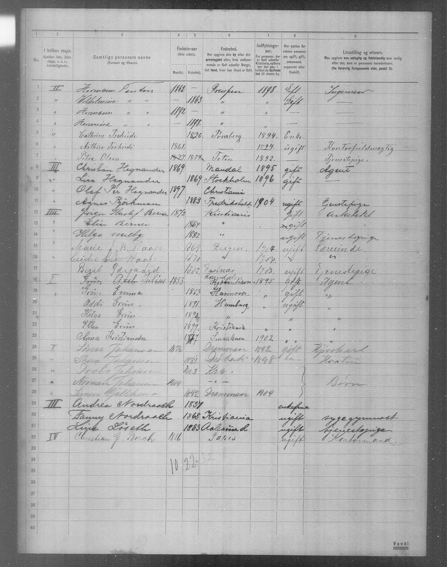 OBA, Municipal Census 1904 for Kristiania, 1904, p. 10524