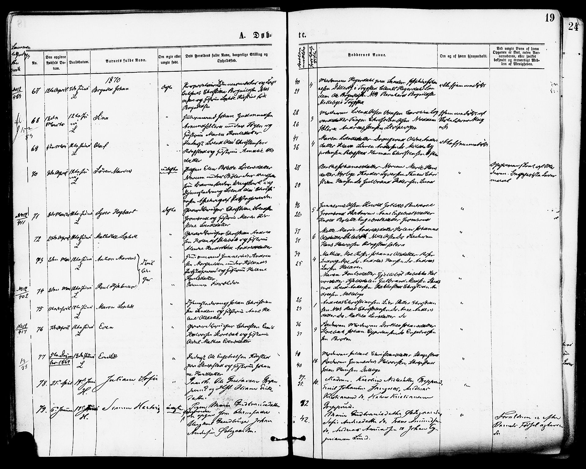 Høland prestekontor Kirkebøker, SAO/A-10346a/F/Fa/L0012.a: Parish register (official) no. I 12A, 1869-1879, p. 19