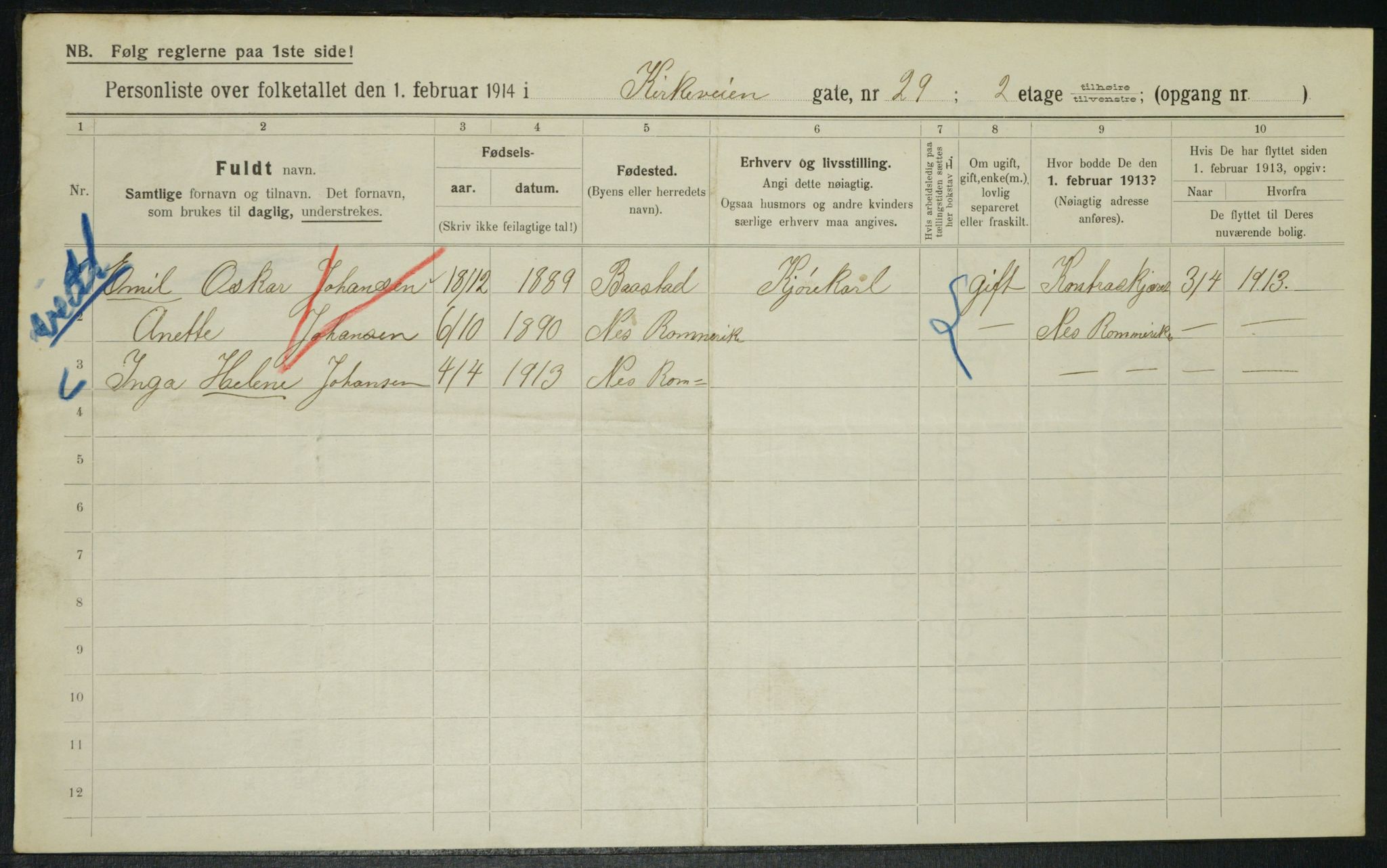 OBA, Municipal Census 1914 for Kristiania, 1914, p. 50914