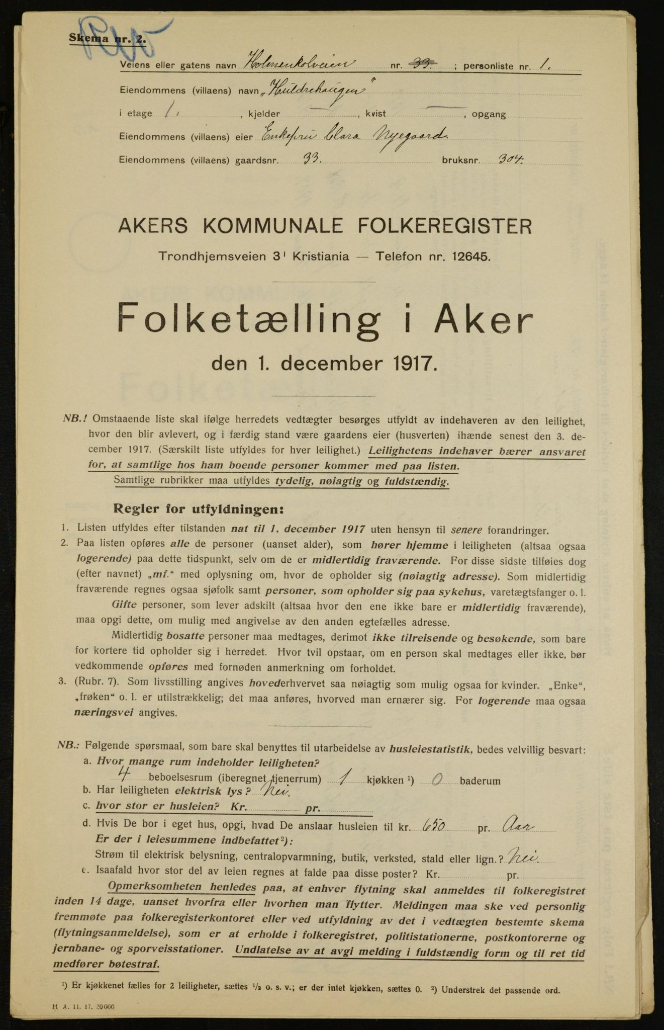 OBA, Municipal Census 1917 for Aker, 1917, p. 8246