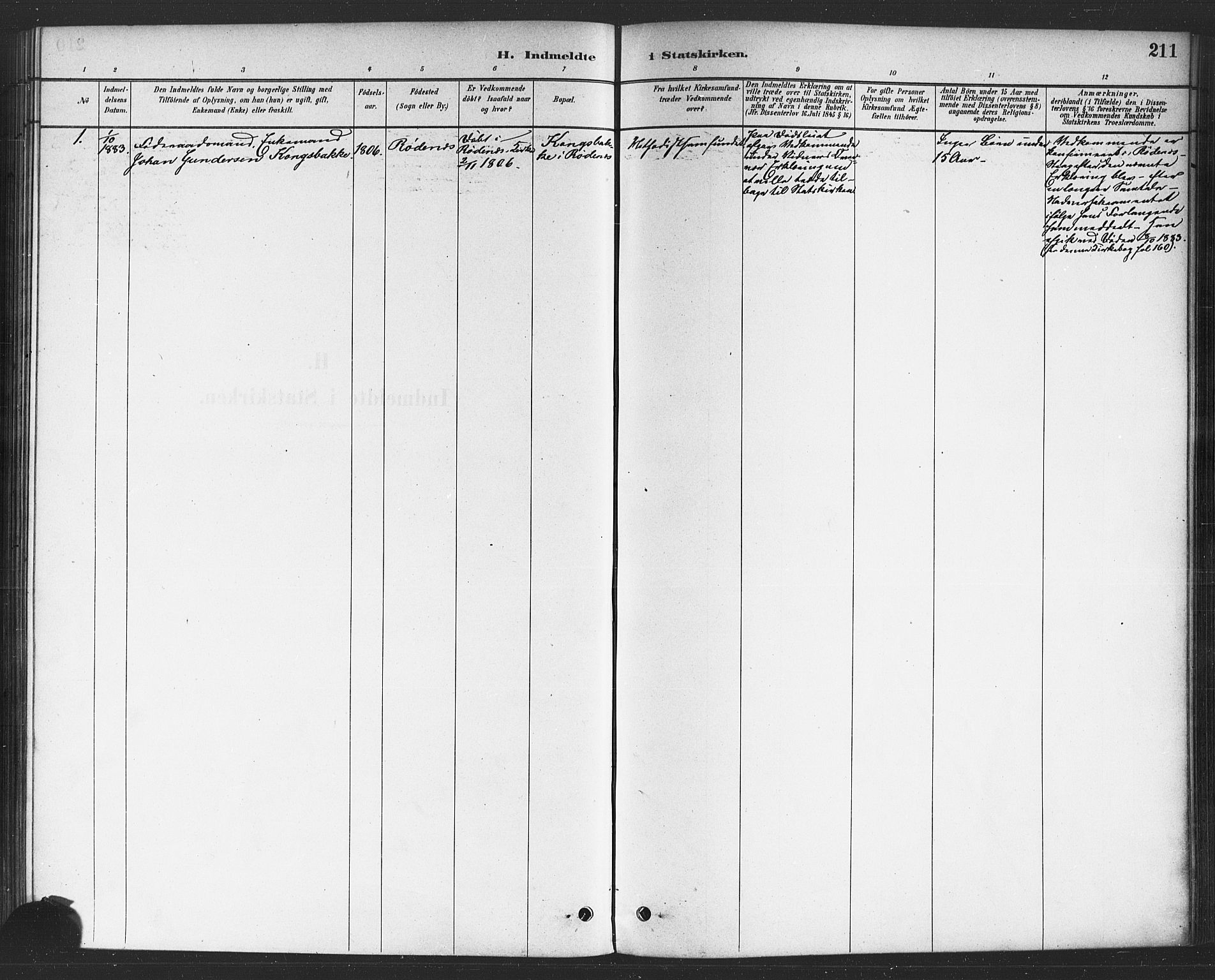 Rødenes prestekontor Kirkebøker, SAO/A-2005/F/Fa/L0009: Parish register (official) no. I 9, 1880-1889, p. 211