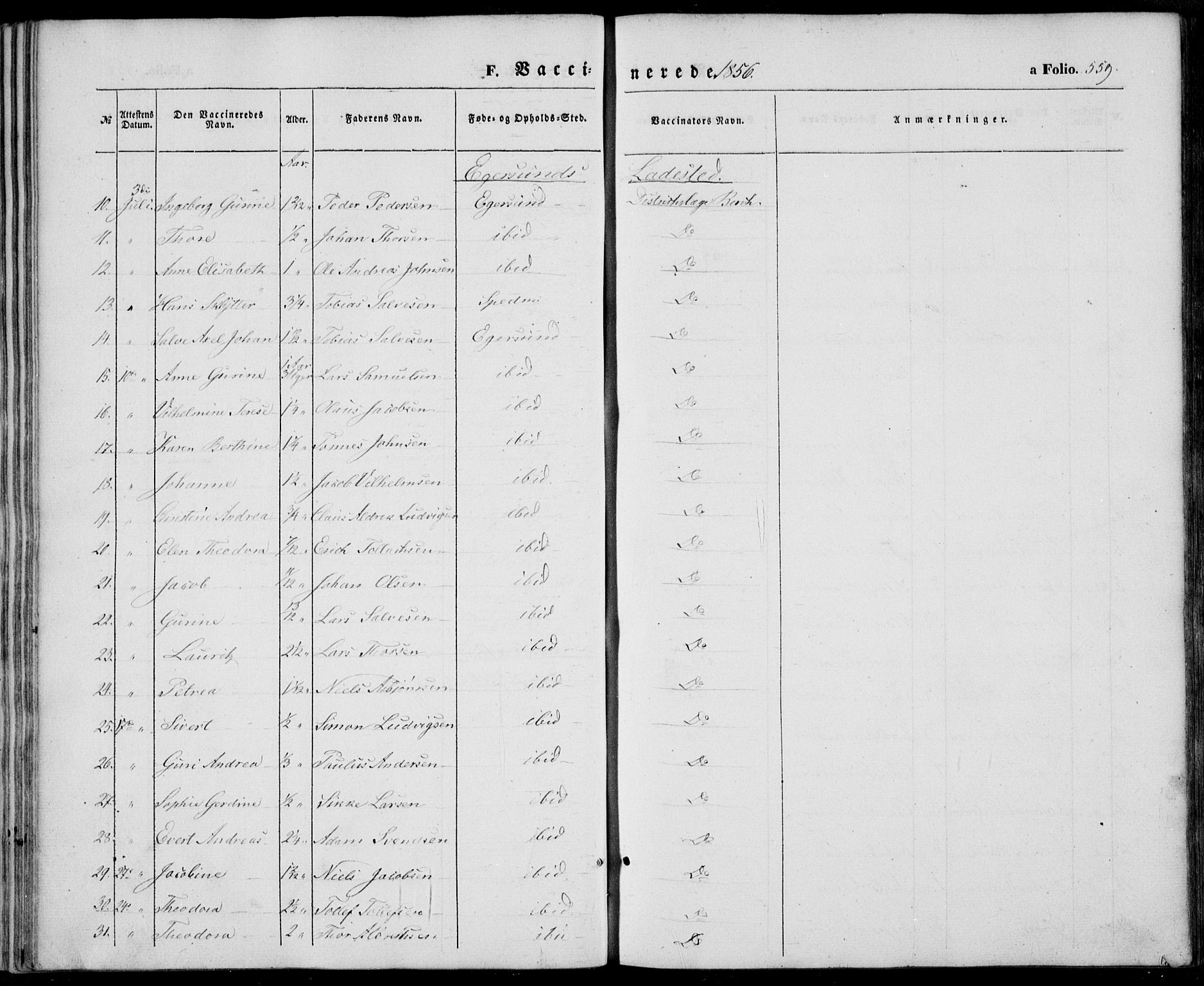 Eigersund sokneprestkontor, SAST/A-101807/S08/L0013: Parish register (official) no. A 12.2, 1850-1865, p. 559