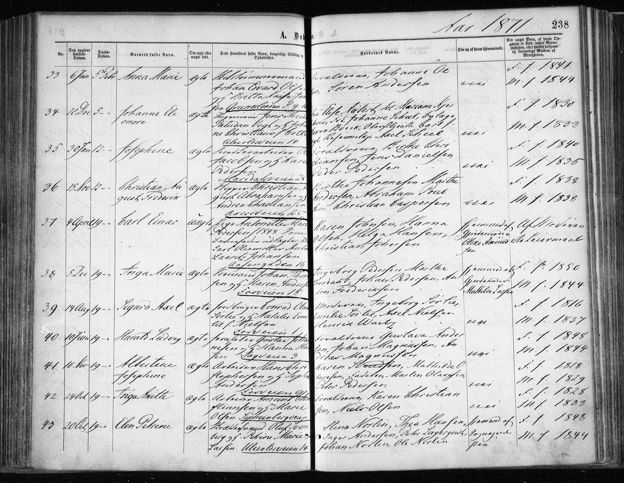 Gamle Aker prestekontor Kirkebøker, AV/SAO-A-10617a/F/L0002: Parish register (official) no. 2, 1864-1872, p. 238