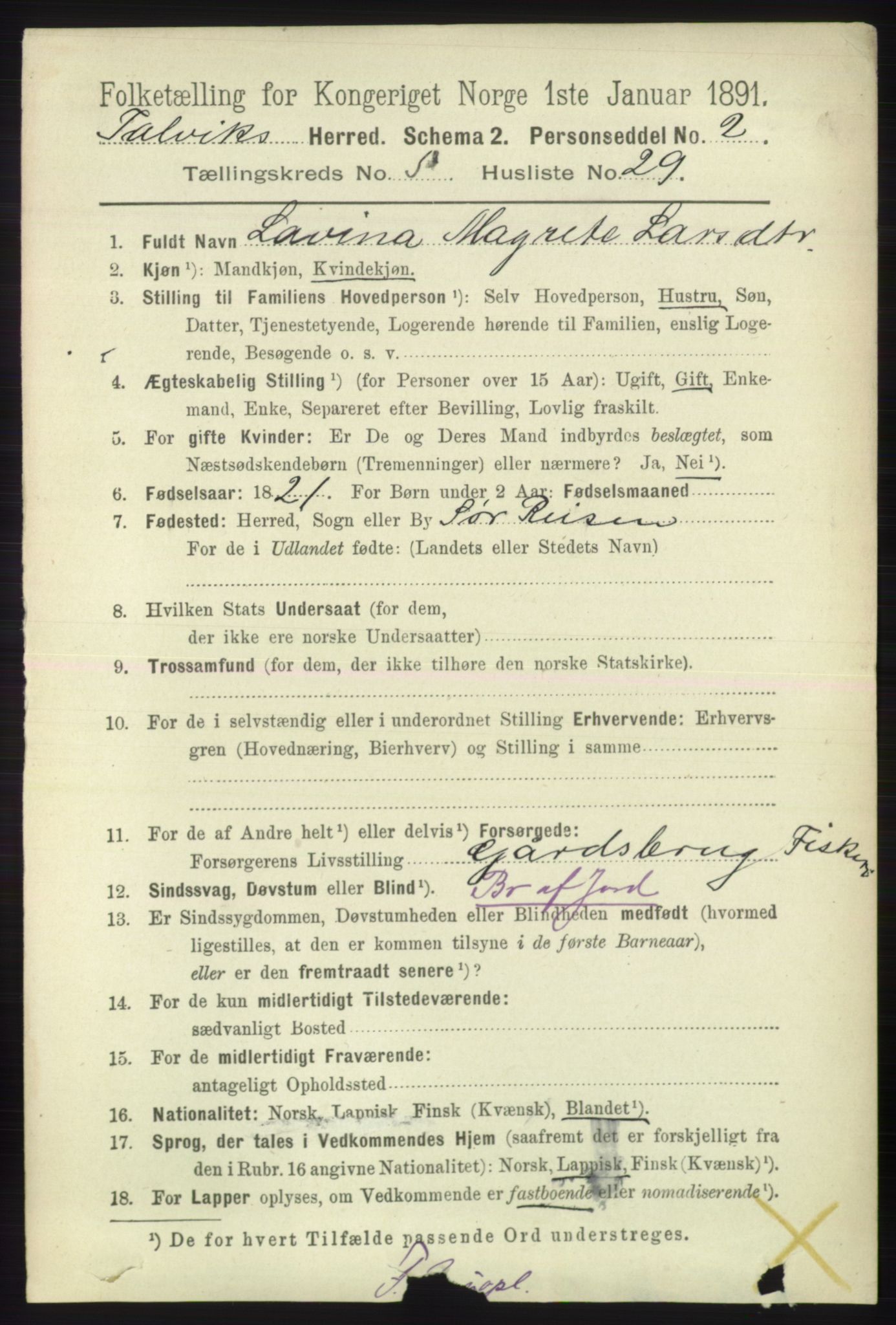 RA, 1891 census for 2013 Talvik, 1891, p. 1522