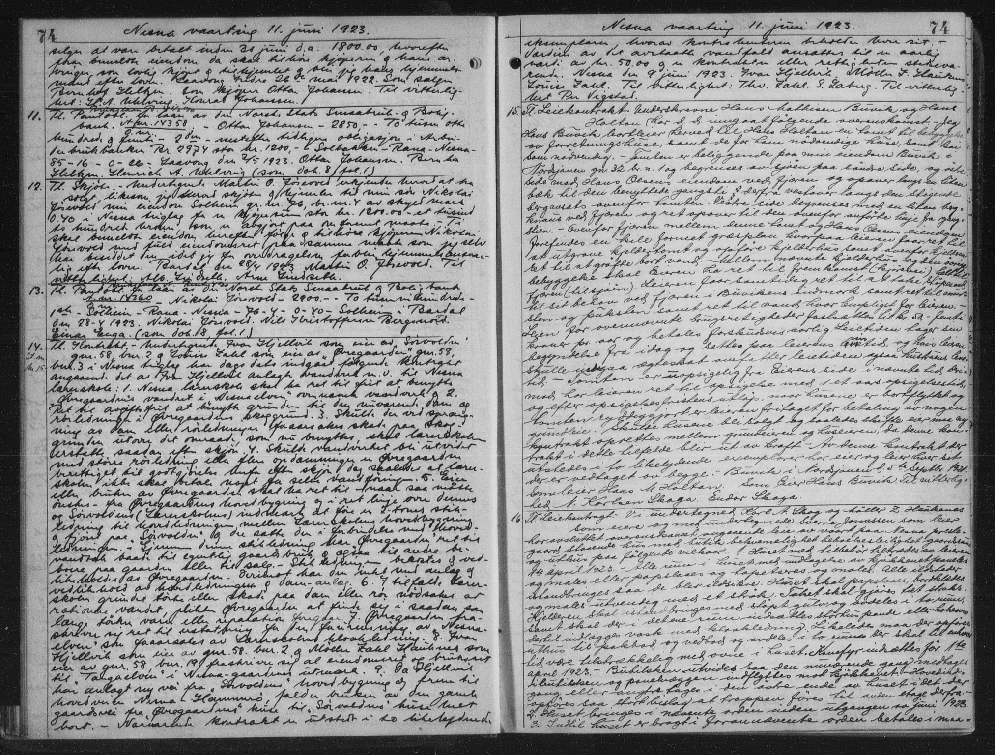 Rana sorenskriveri , AV/SAT-A-1108/1/2/2C/L0018: Mortgage book no. 18, 1923-1928, p. 74, Deed date: 11.06.1923