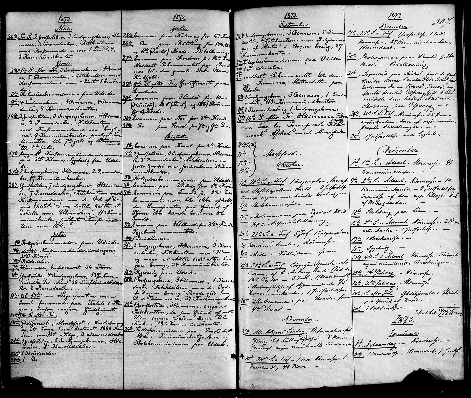 Ministerialprotokoller, klokkerbøker og fødselsregistre - Nordland, SAT/A-1459/859/L0845: Parish register (official) no. 859A05, 1863-1877, p. 307