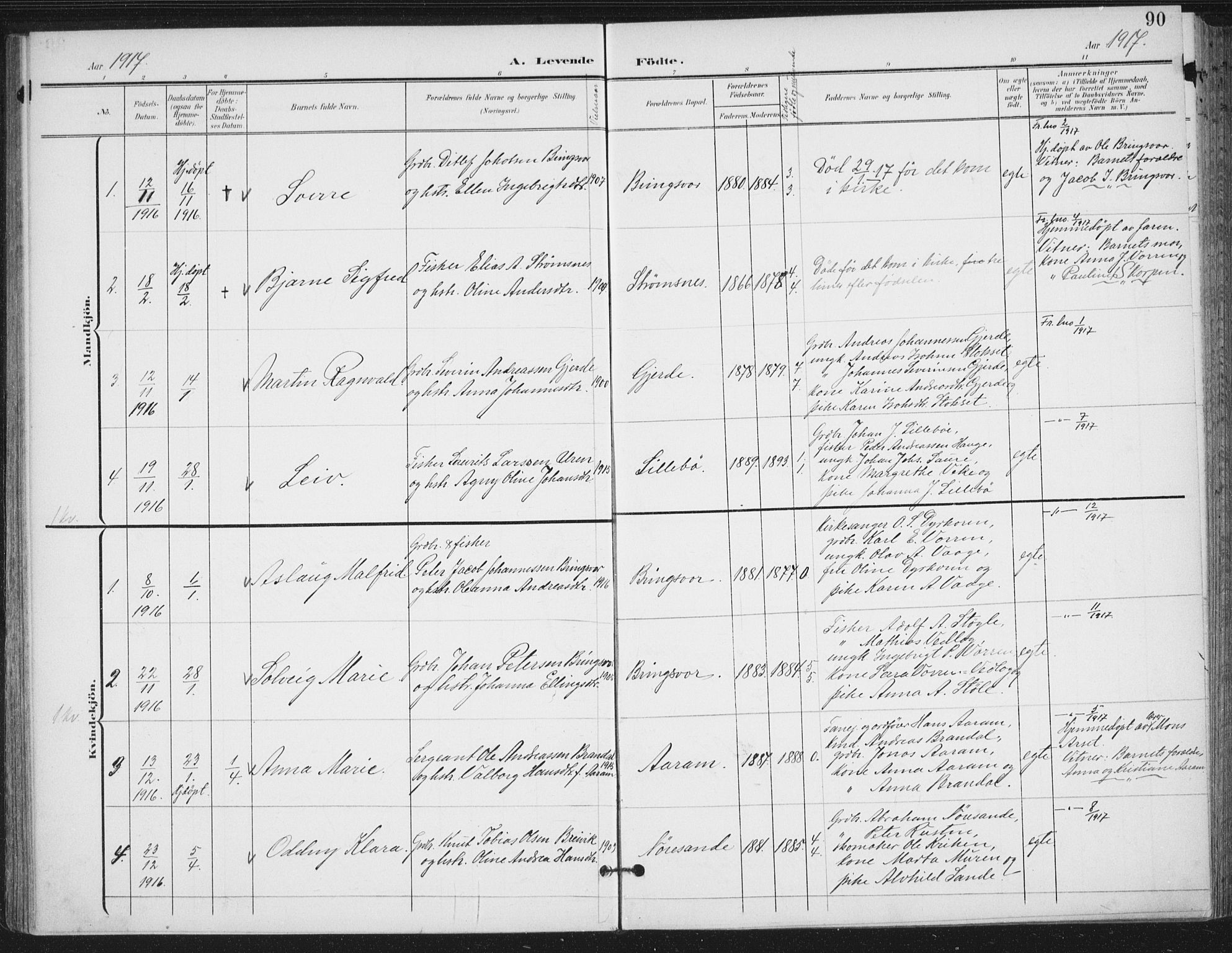 Ministerialprotokoller, klokkerbøker og fødselsregistre - Møre og Romsdal, SAT/A-1454/503/L0038: Parish register (official) no. 503A06, 1901-1917, p. 90