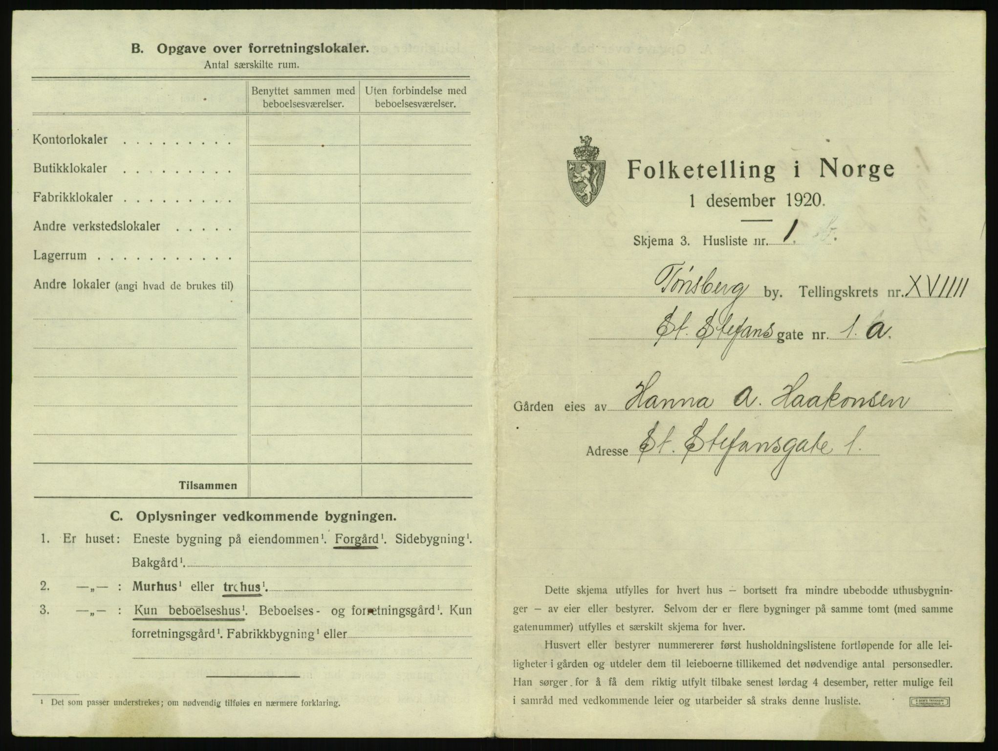 SAKO, 1920 census for Tønsberg, 1920, p. 1981