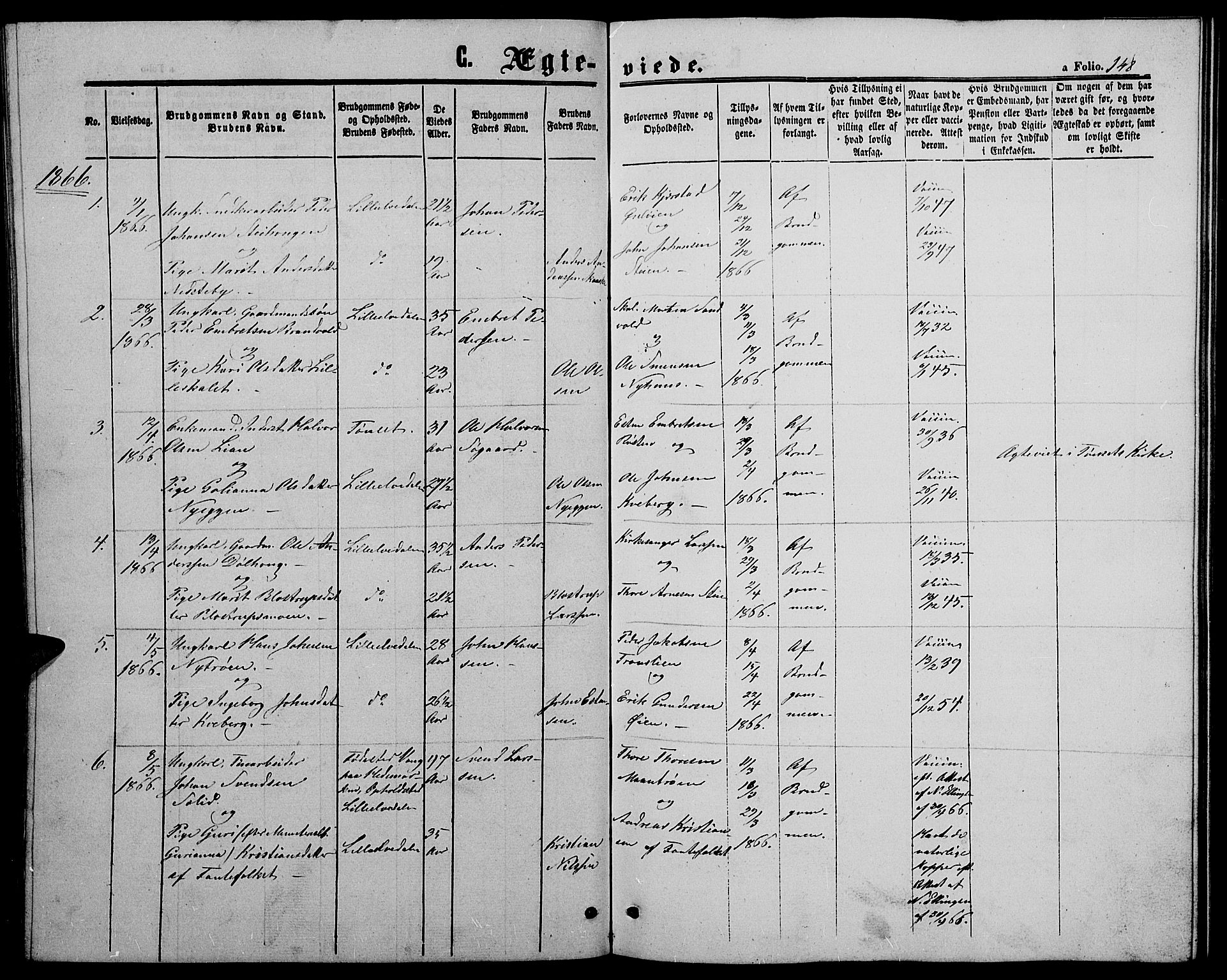 Alvdal prestekontor, SAH/PREST-060/H/Ha/Hab/L0002: Parish register (copy) no. 2, 1863-1878, p. 148