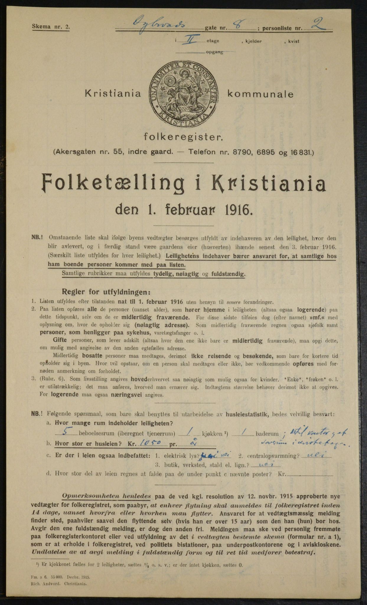 OBA, Municipal Census 1916 for Kristiania, 1916, p. 17618