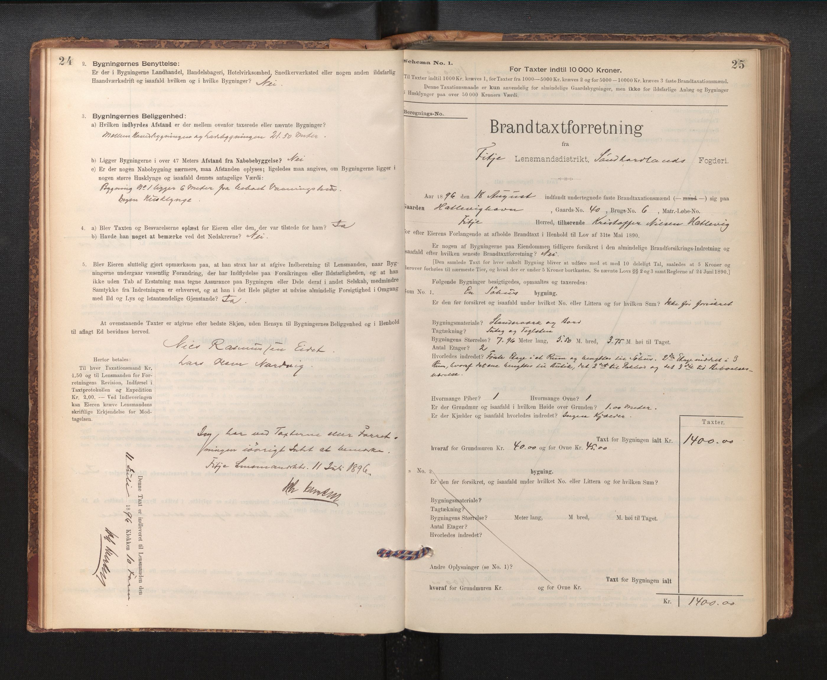 Lensmannen i Fitjar, AV/SAB-A-32001/0012/L0001: Branntakstprotokoll, skjematakst, 1895-1948, p. 24-25