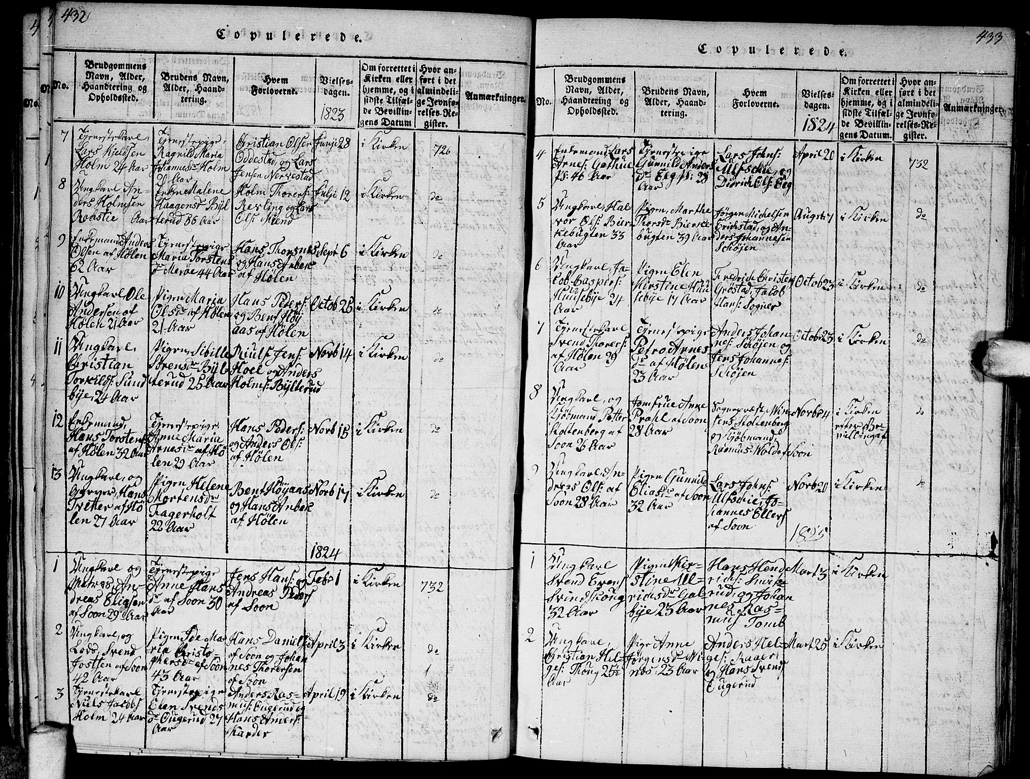 Vestby prestekontor Kirkebøker, AV/SAO-A-10893/F/Fa/L0005: Parish register (official) no. I 5, 1814-1827, p. 432-433