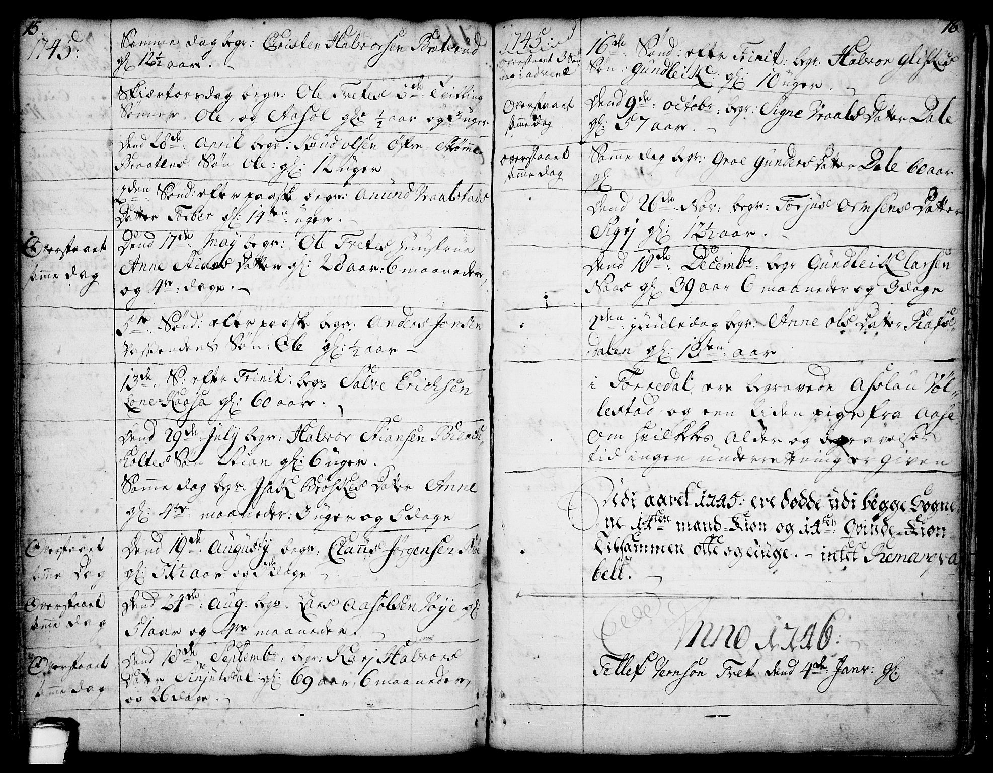 Drangedal kirkebøker, SAKO/A-258/F/Fa/L0002: Parish register (official) no. 2, 1733-1753, p. 15-16