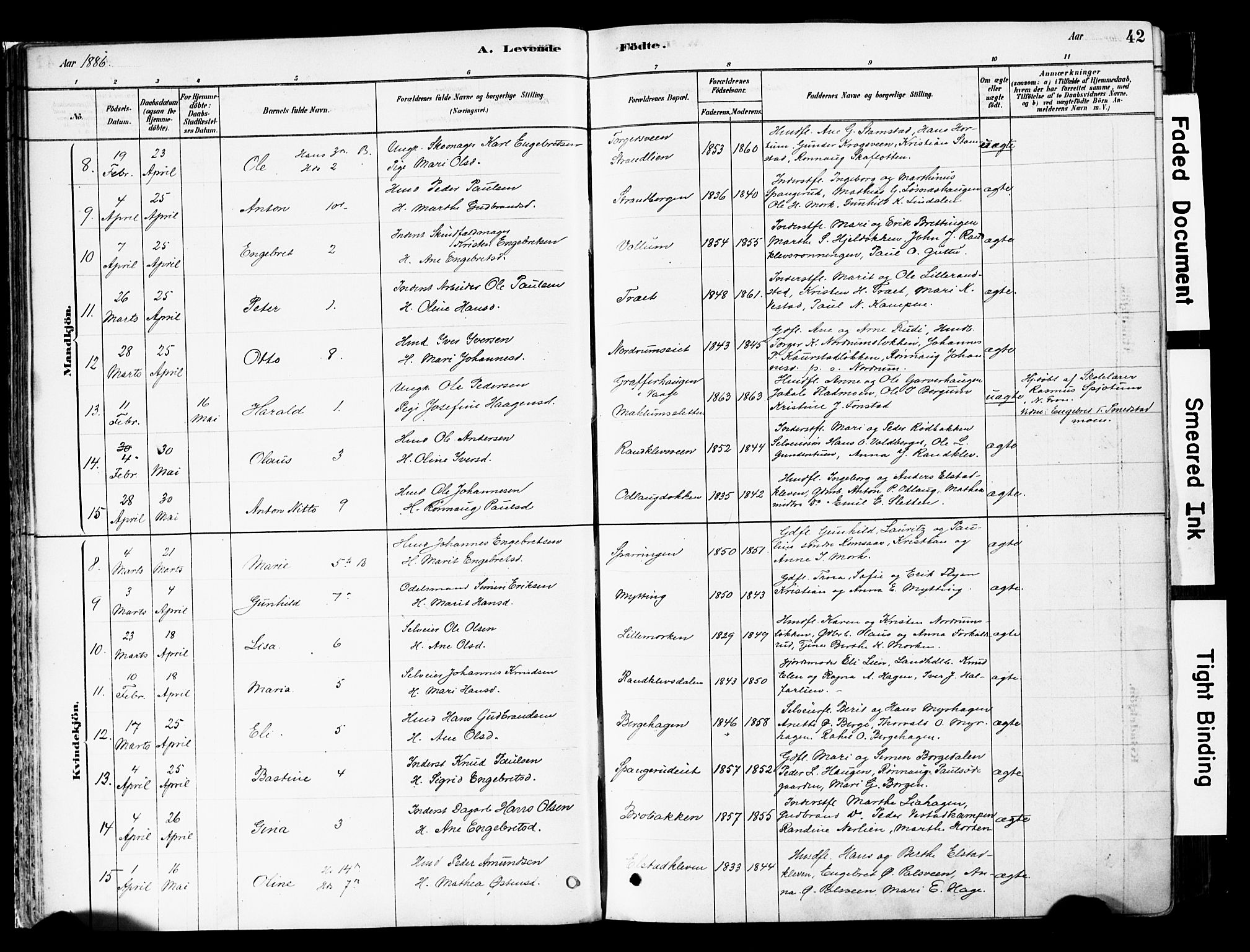 Ringebu prestekontor, AV/SAH-PREST-082/H/Ha/Haa/L0008: Parish register (official) no. 8, 1878-1898, p. 42