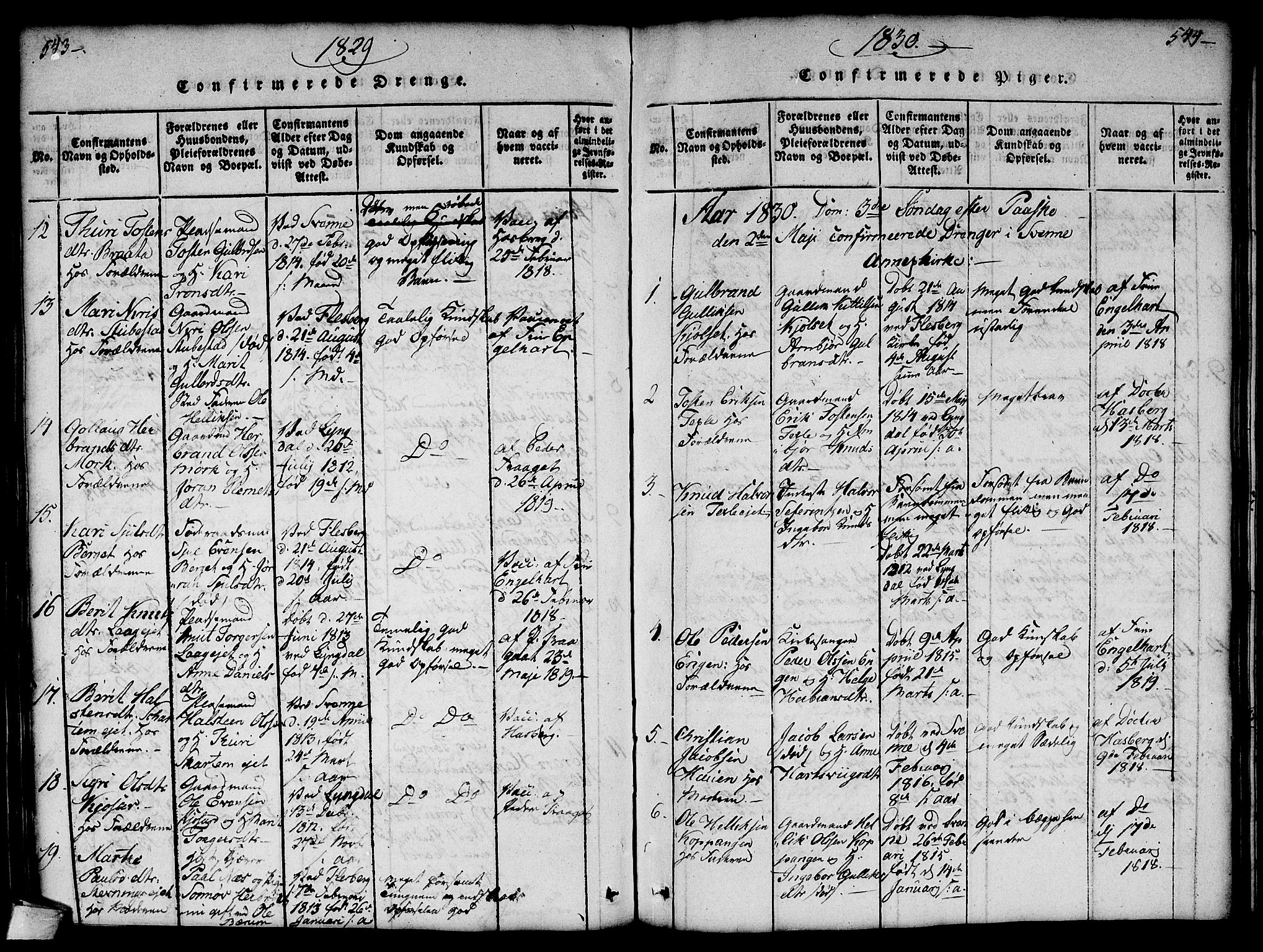 Flesberg kirkebøker, SAKO/A-18/G/Ga/L0001: Parish register (copy) no. I 1, 1816-1834, p. 543-544