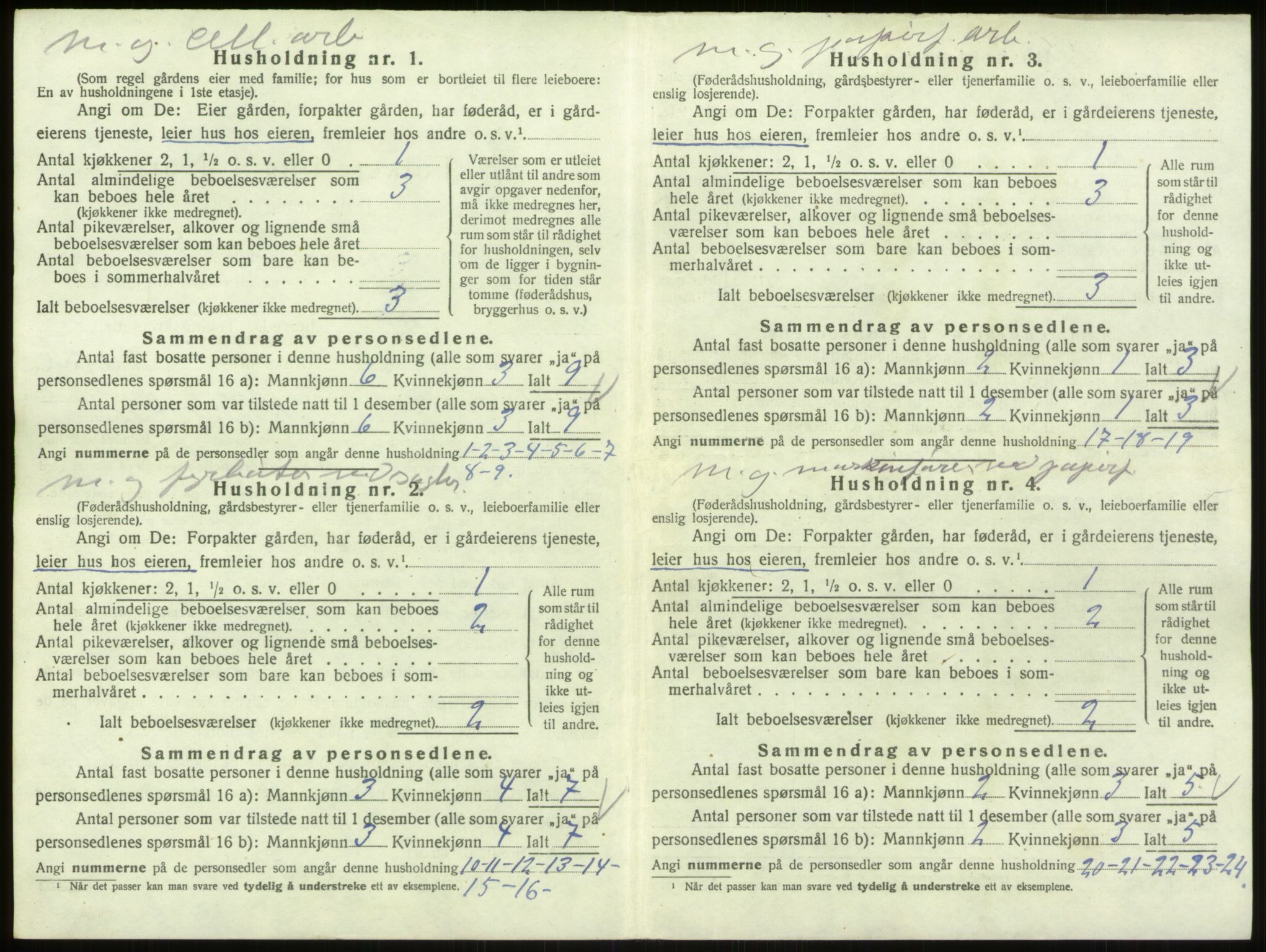 SAO, 1920 census for Berg, 1920, p. 1475