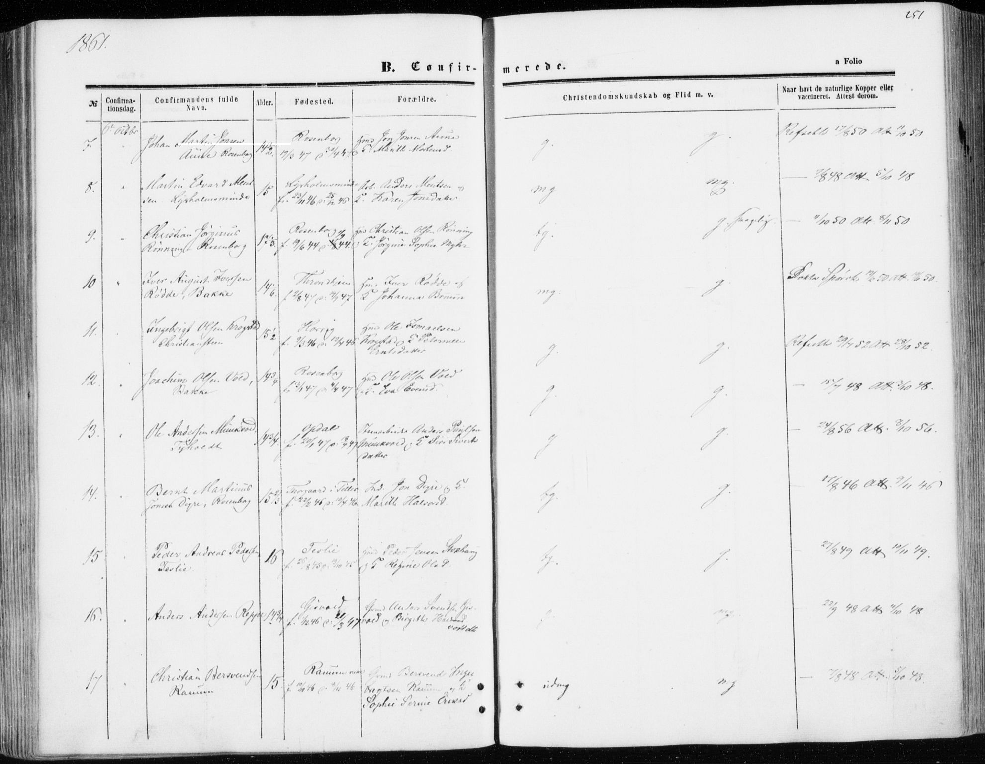 Ministerialprotokoller, klokkerbøker og fødselsregistre - Sør-Trøndelag, SAT/A-1456/606/L0292: Parish register (official) no. 606A07, 1856-1865, p. 251