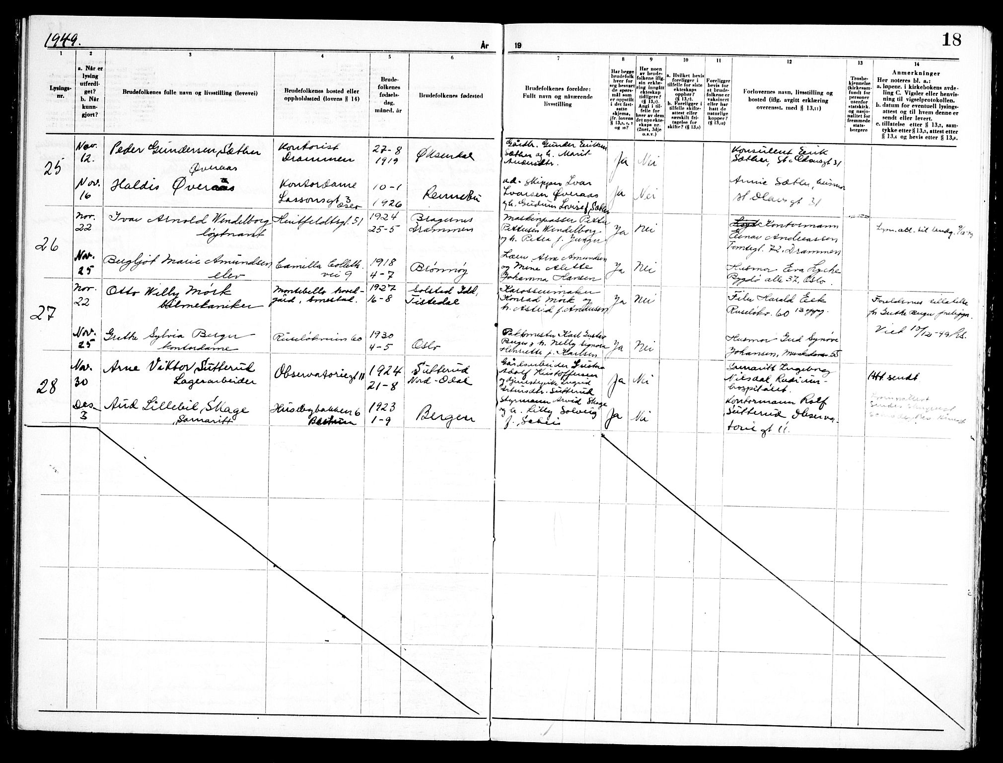 Piperviken prestekontor Kirkebøker, AV/SAO-A-10874/H/L0003: Banns register no. 3, 1945-1959, p. 18