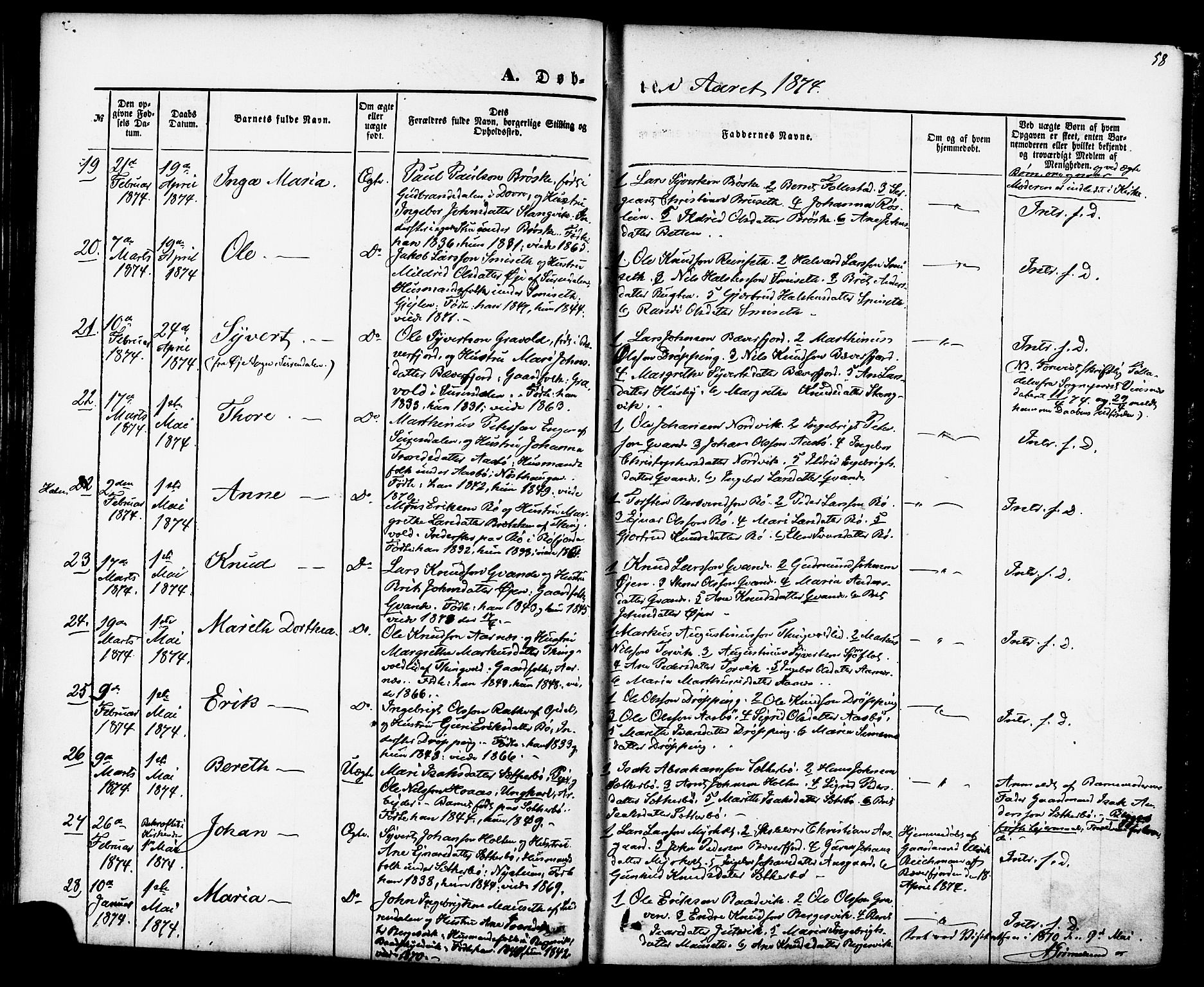 Ministerialprotokoller, klokkerbøker og fødselsregistre - Møre og Romsdal, SAT/A-1454/592/L1027: Parish register (official) no. 592A05, 1865-1878, p. 58