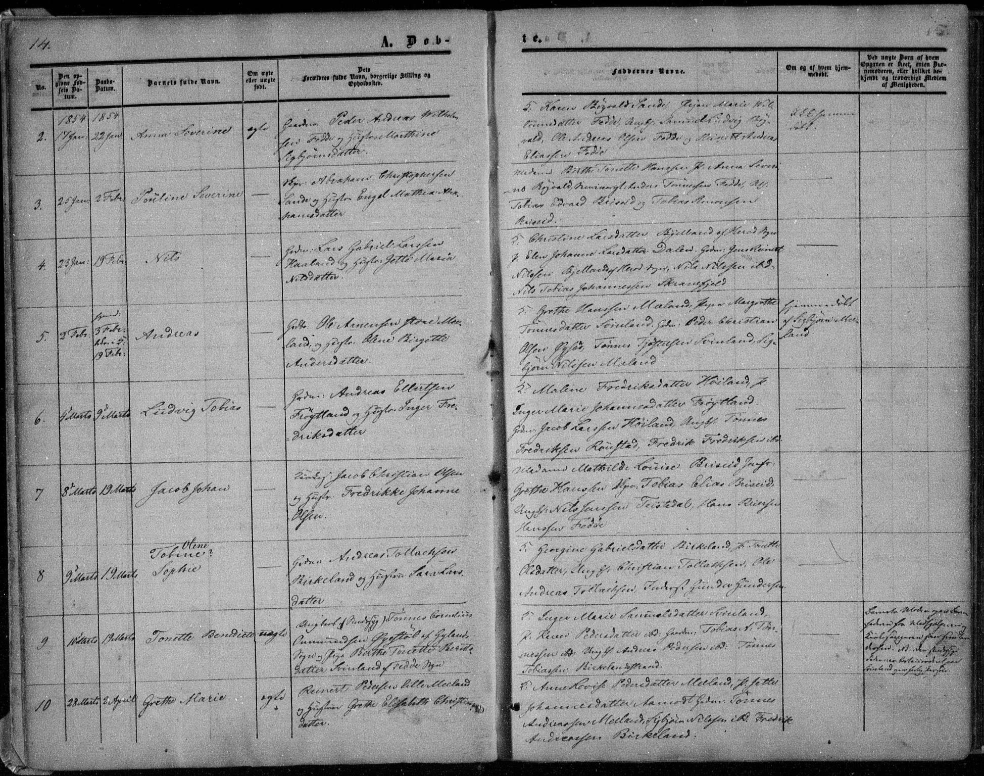 Kvinesdal sokneprestkontor, AV/SAK-1111-0026/F/Fa/Faa/L0002: Parish register (official) no. A 2, 1850-1876, p. 14